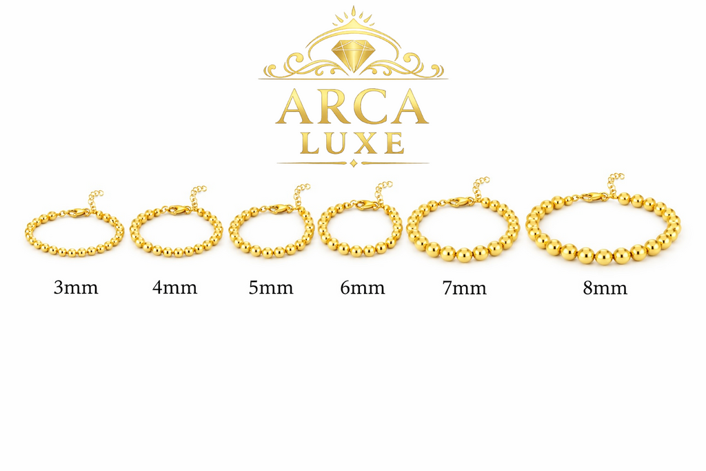 14K Solid Gold 7mm Beaded Bracelet 8"- 8.25"