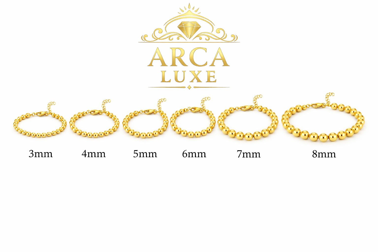 14K Solid Gold 7mm Beaded Bracelet 8"- 8.25"
