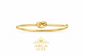 14K Solid Gold Love Knot Bangle Bracelet – Elegant Polished Gold Bracelet 7"