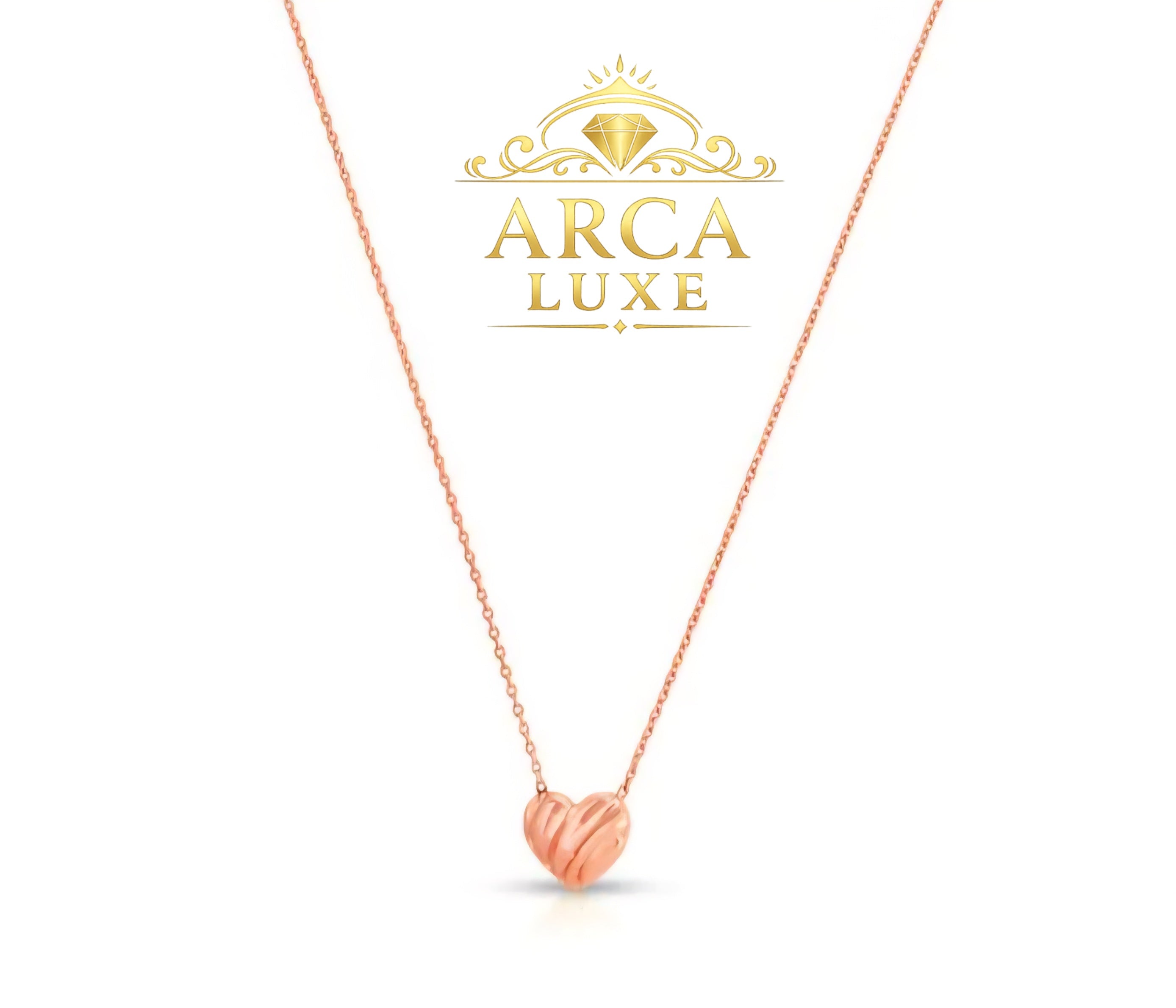 14K Solid Gold Scribble Heart Necklace 18"