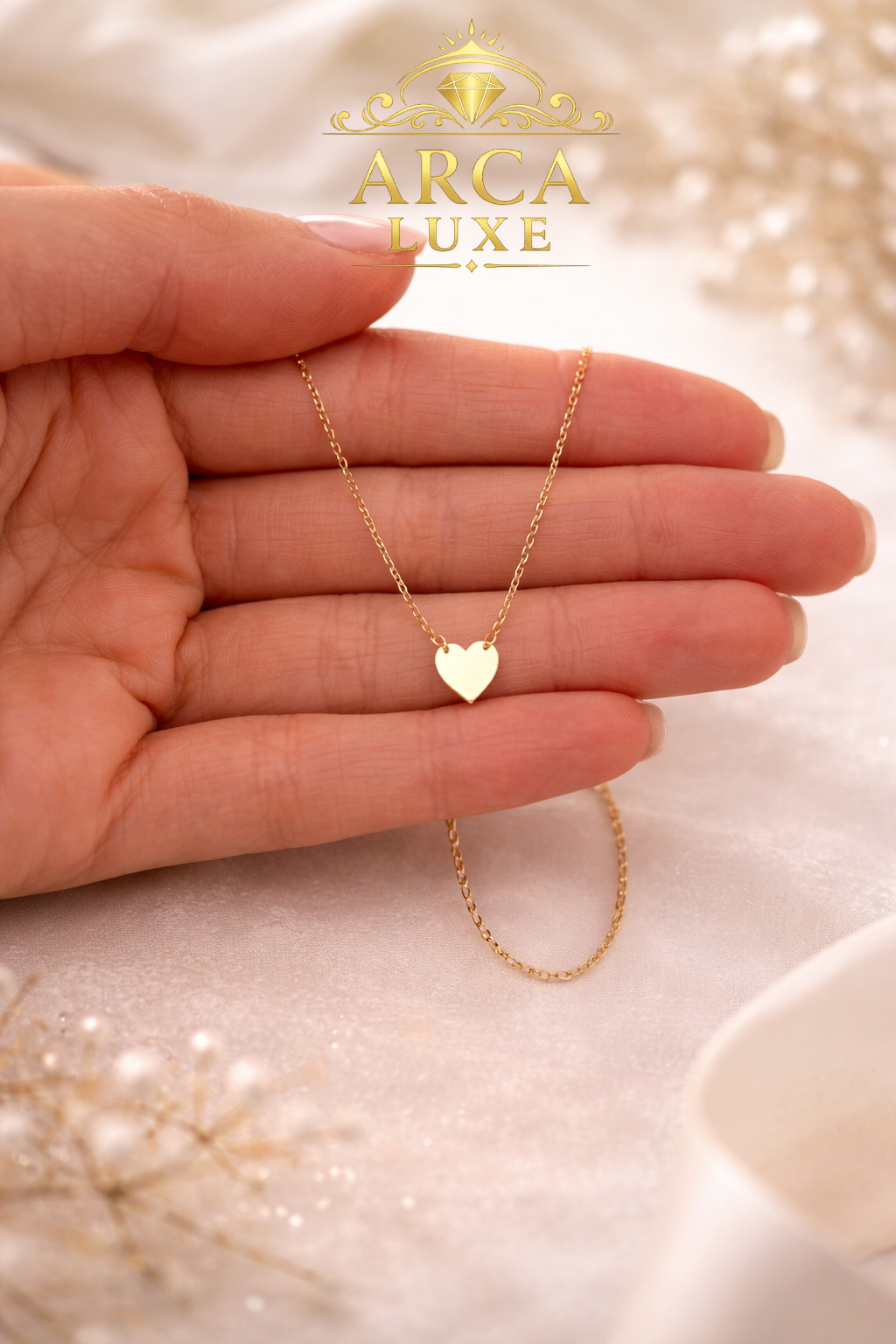 ARCA LUXE 14K Rose Gold Mini Heart Necklace 18"