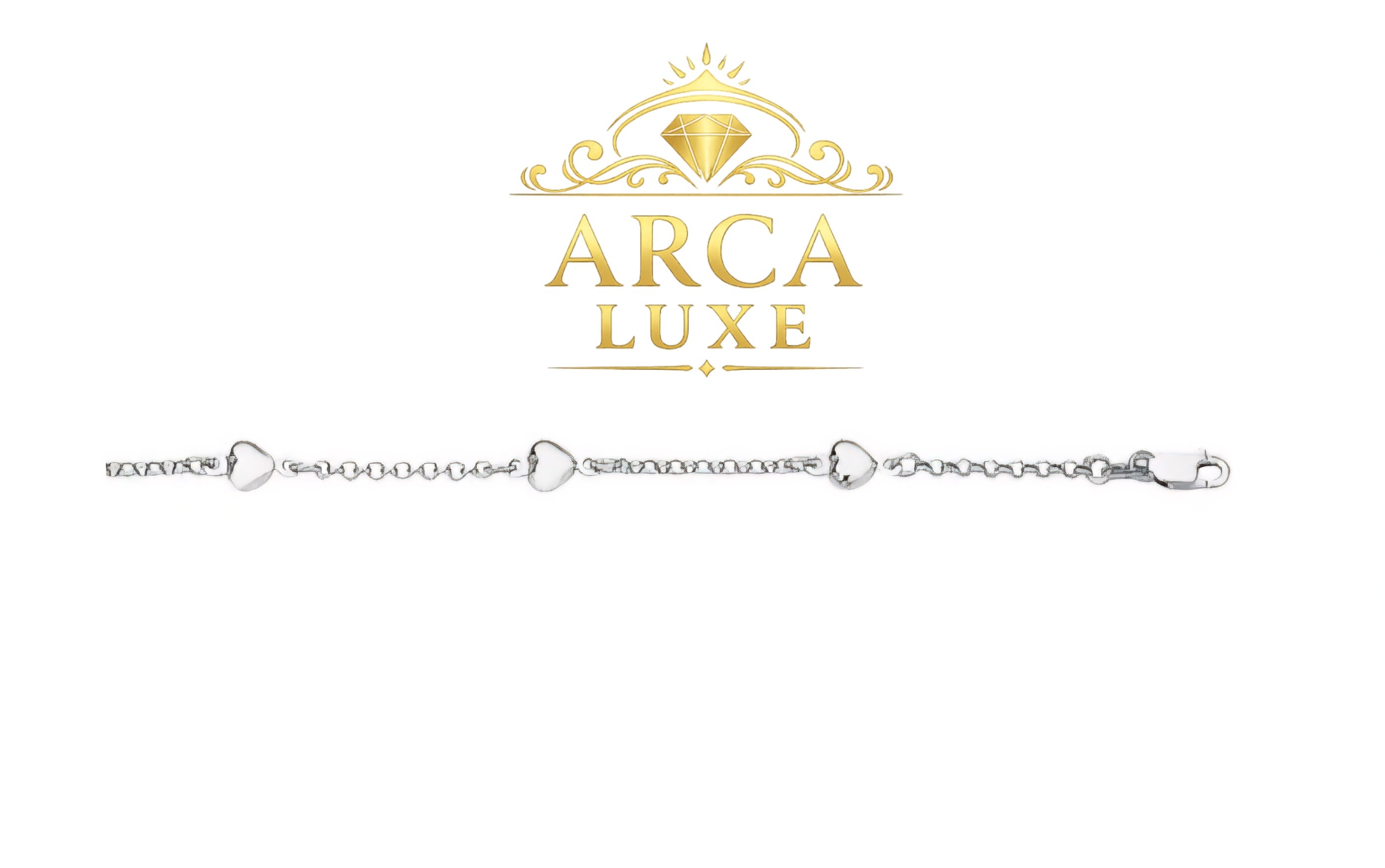 14K Solid Gold Heart Station Link Chain Bracelet