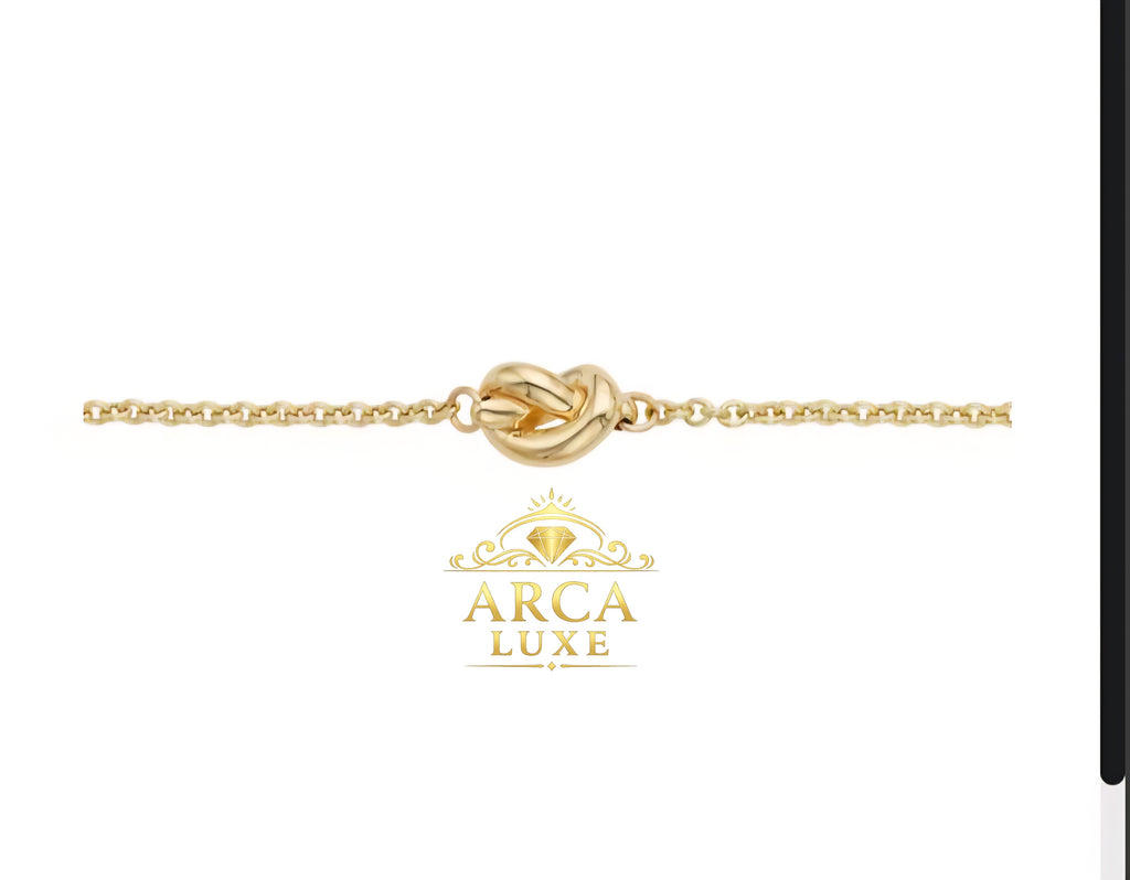 14K Solid Gold Polished Love Knot Bracelet 7"