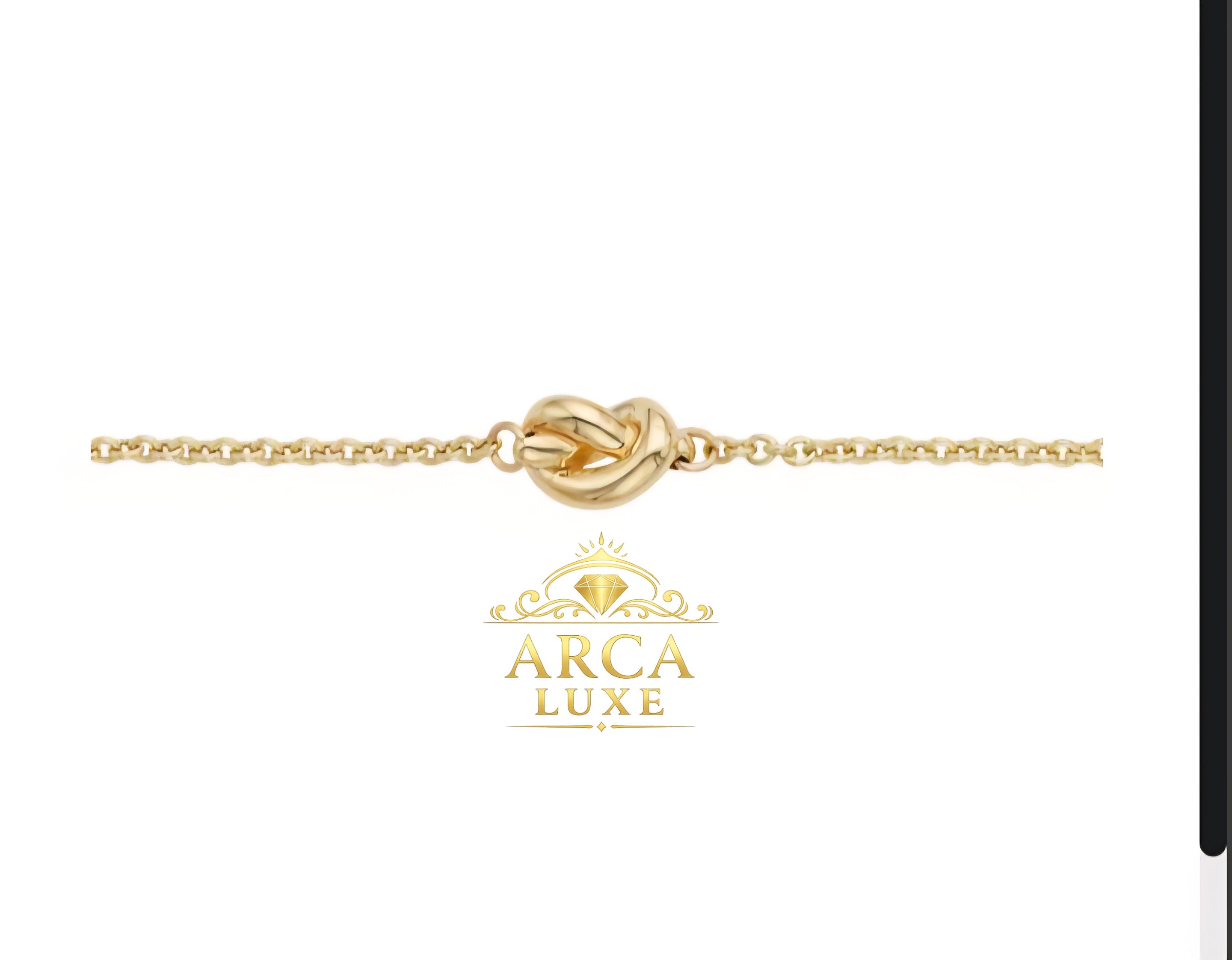 14K Solid Gold Polished Love Knot Bracelet 7"