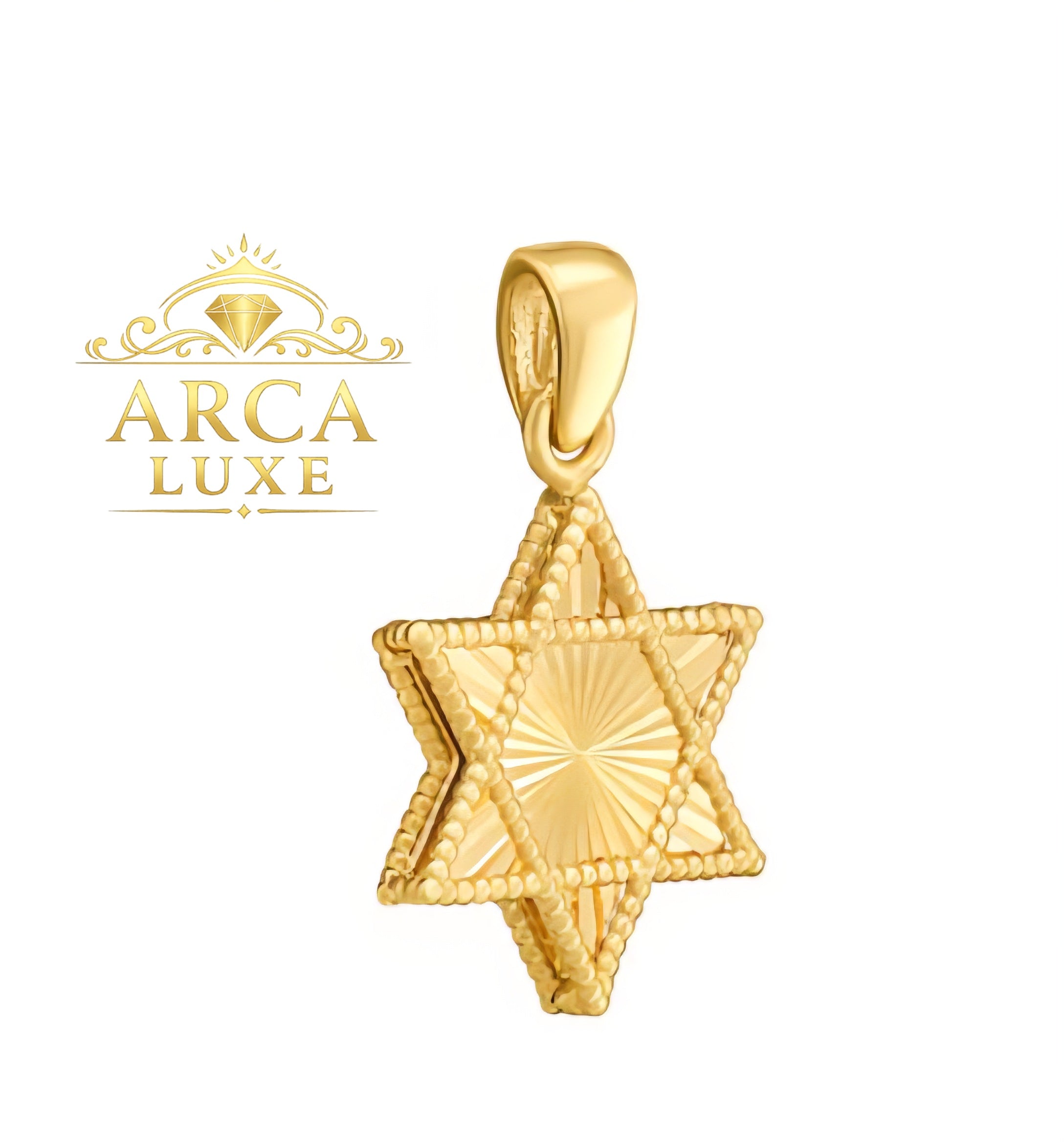 14K Reversible Radiant Star of David Pendant – Solid Gold Design