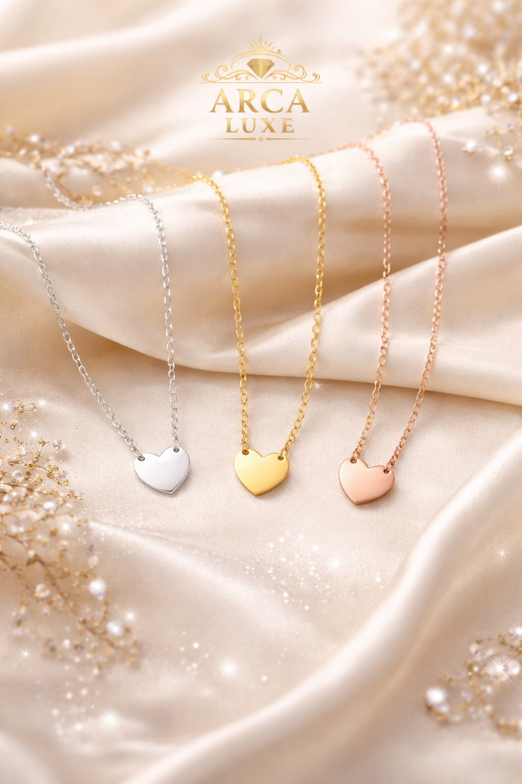 ARCA LUXE 14K Rose Gold Mini Heart Necklace 18"