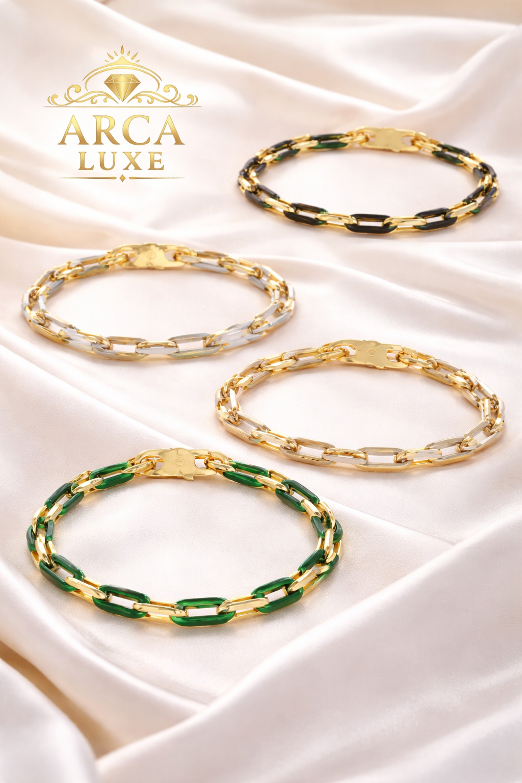 14K Gold Paperclip Gem Link Bracelet – Premium Luxury Collection 7.5"