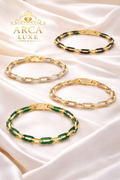14K Gold Paperclip Gem Link Bracelet – Premium Luxury Collection 7.5"