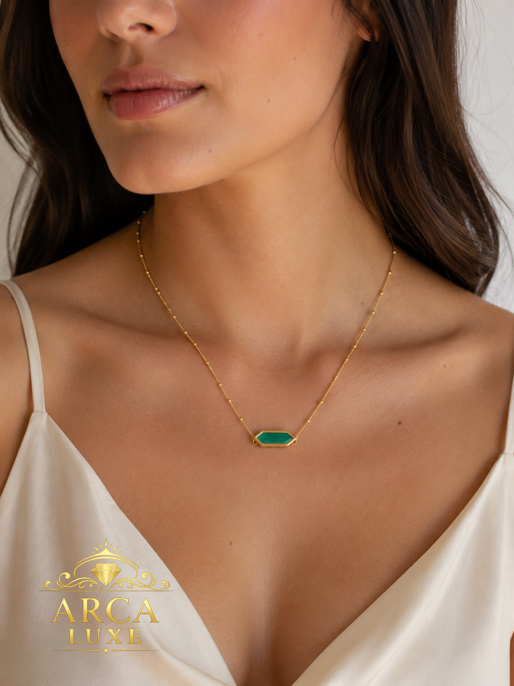 Hexagon Gold Necklace 16"