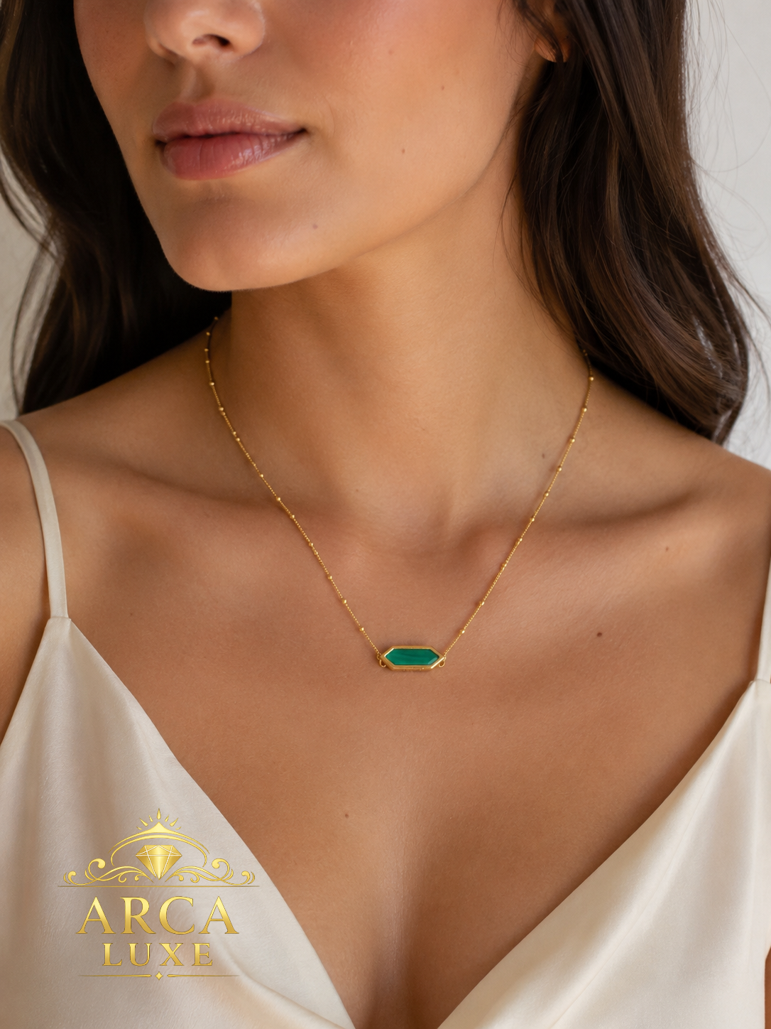 Hexagon Gold Necklace 16"