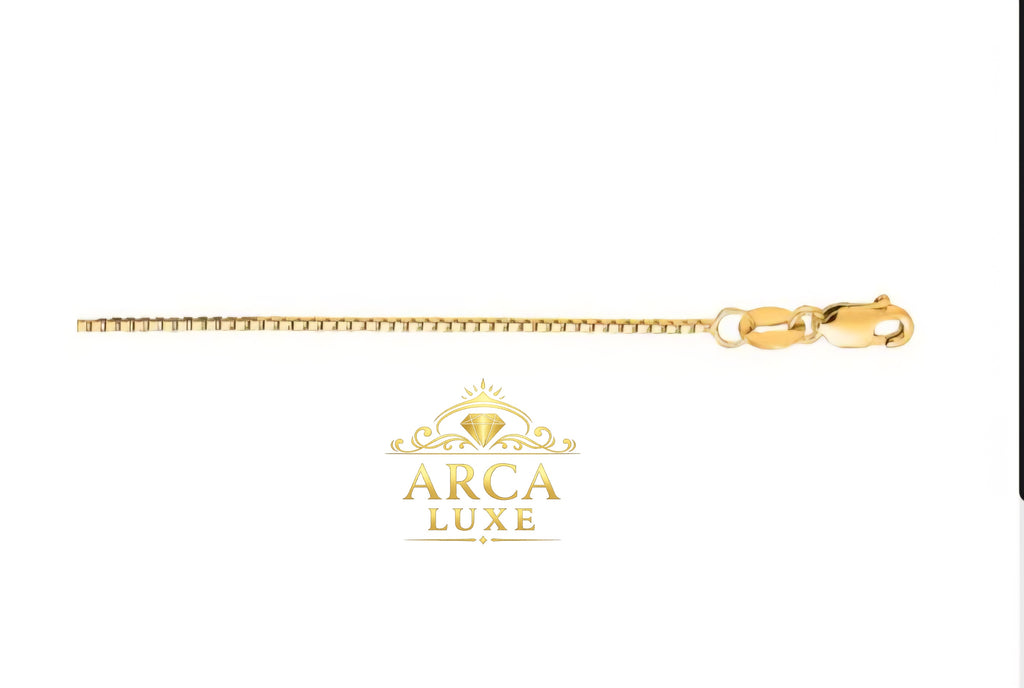 Arca Luxe 14K Solid Yellow Gold Classic Box Chain – 0.60mm Children's Necklace