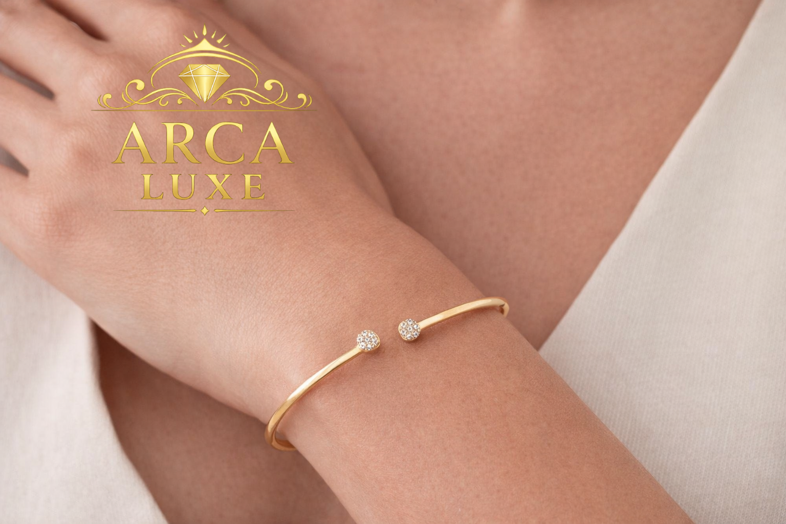 14K Solid Gold Diamond Cluster Cuff Bangle