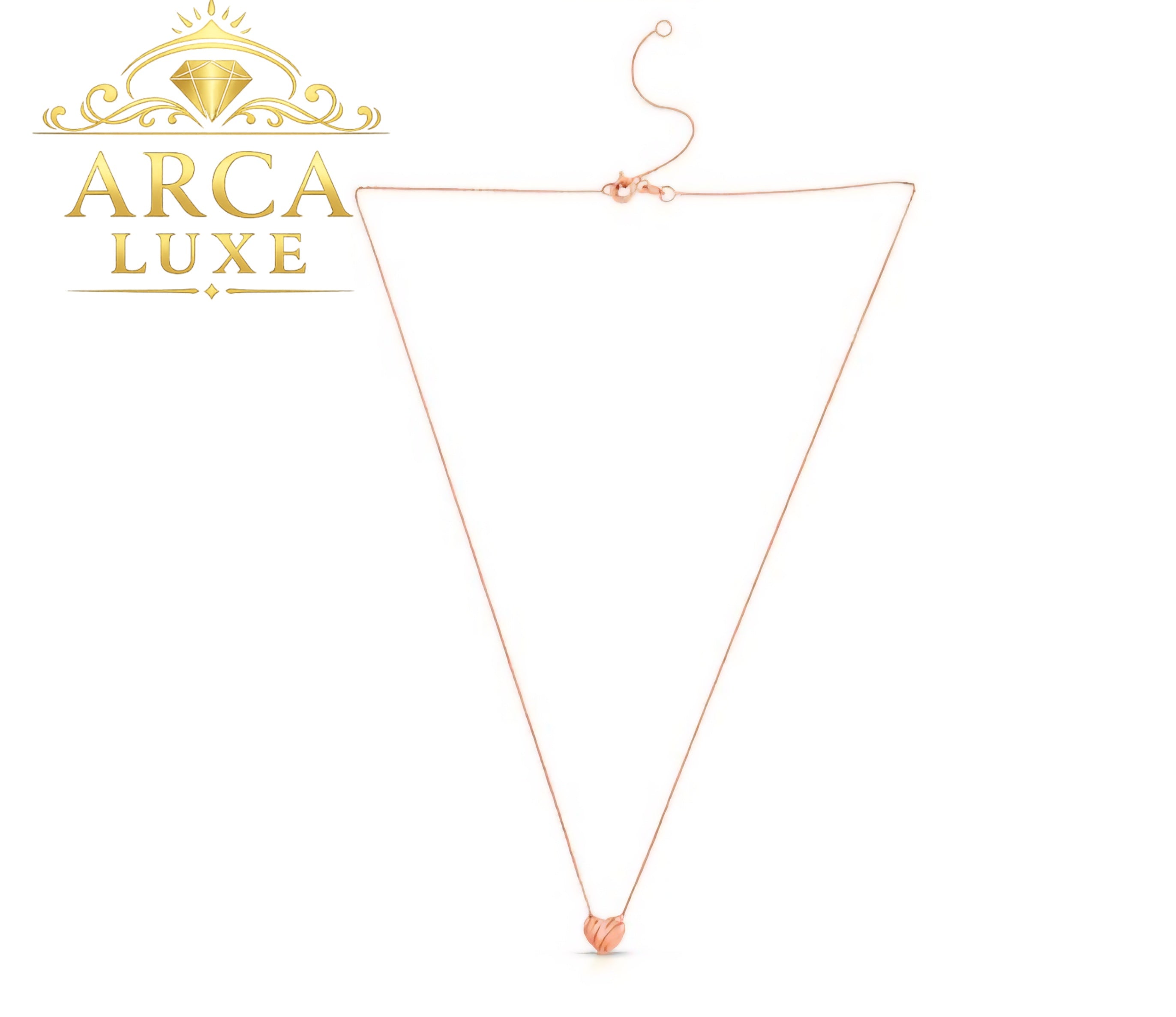 14K Solid Gold Scribble Heart Necklace 18"