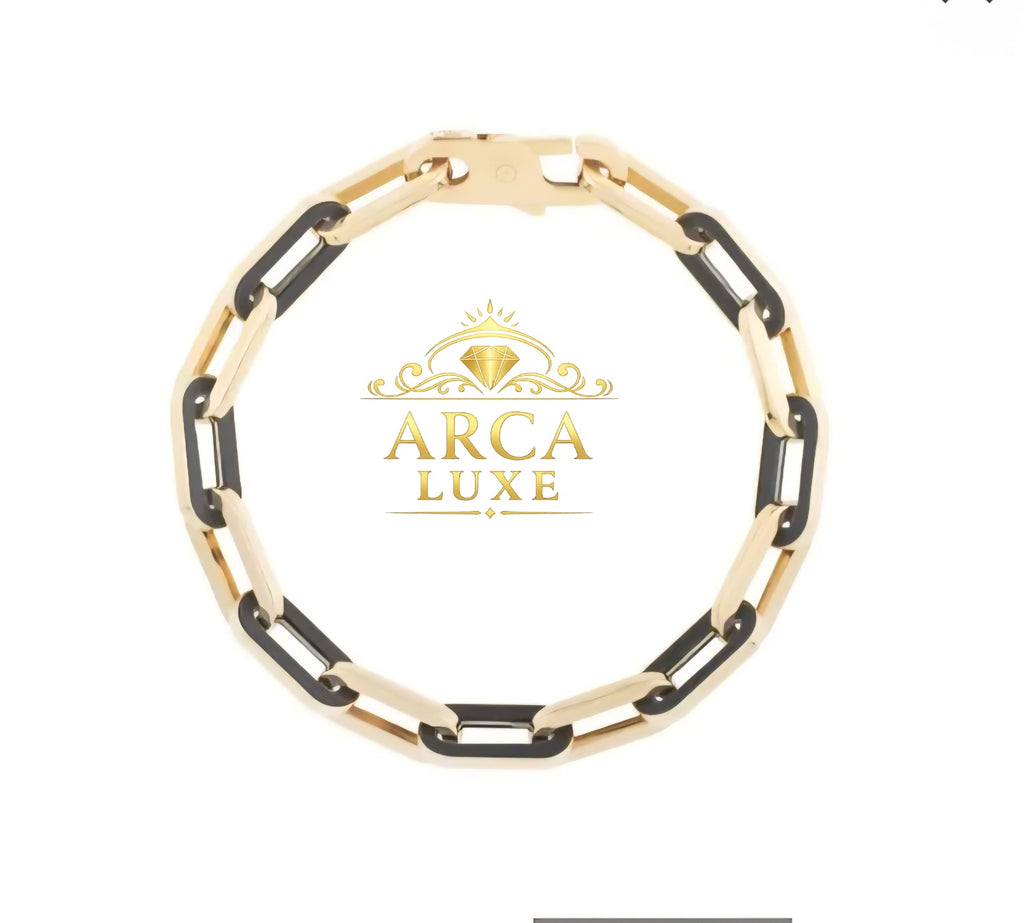 14K Gold Paperclip Gem Link Bracelet – Premium Luxury Collection 7.5"