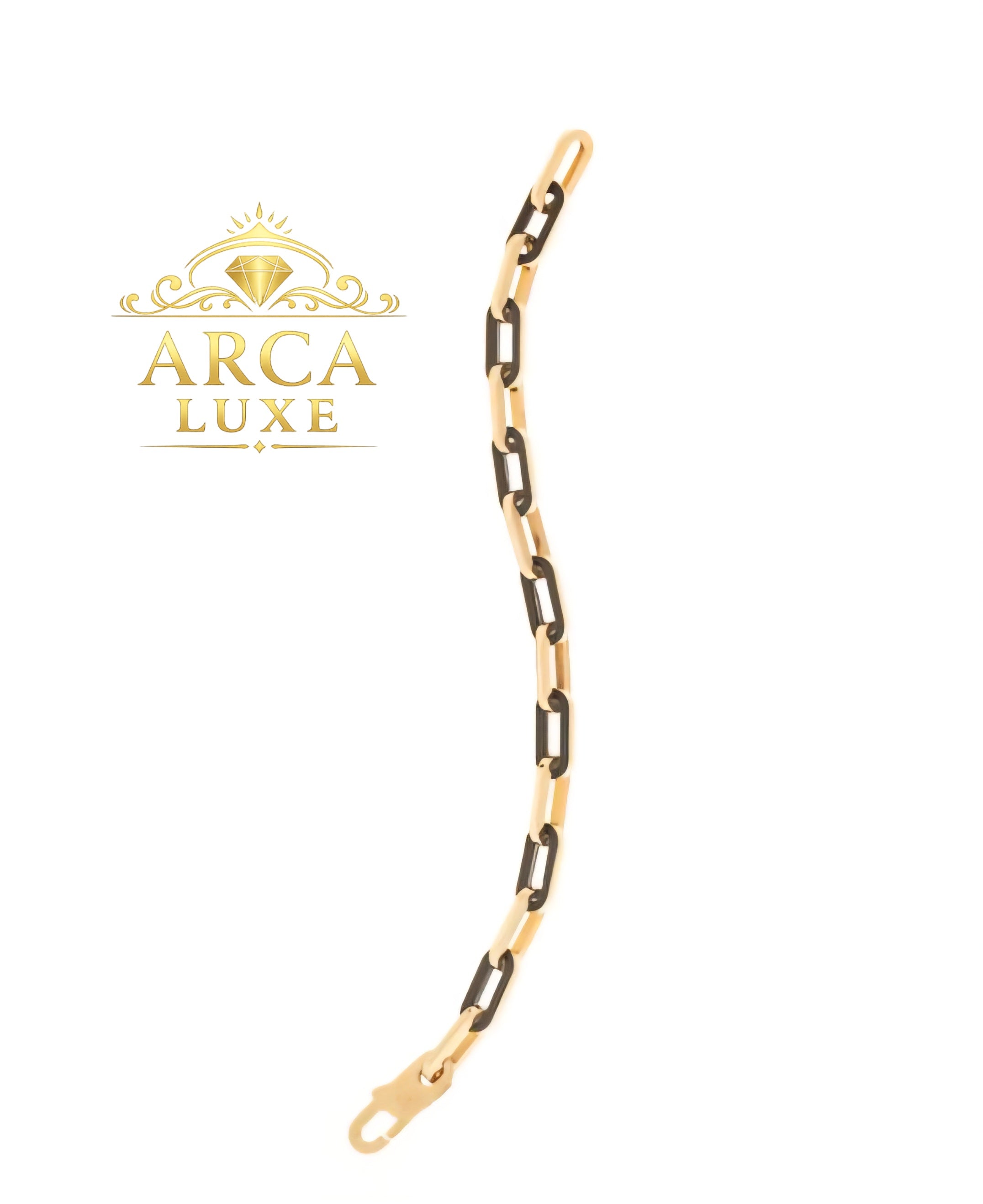 14K Gold Paperclip Gem Link Bracelet – Premium Luxury Collection 7.5"
