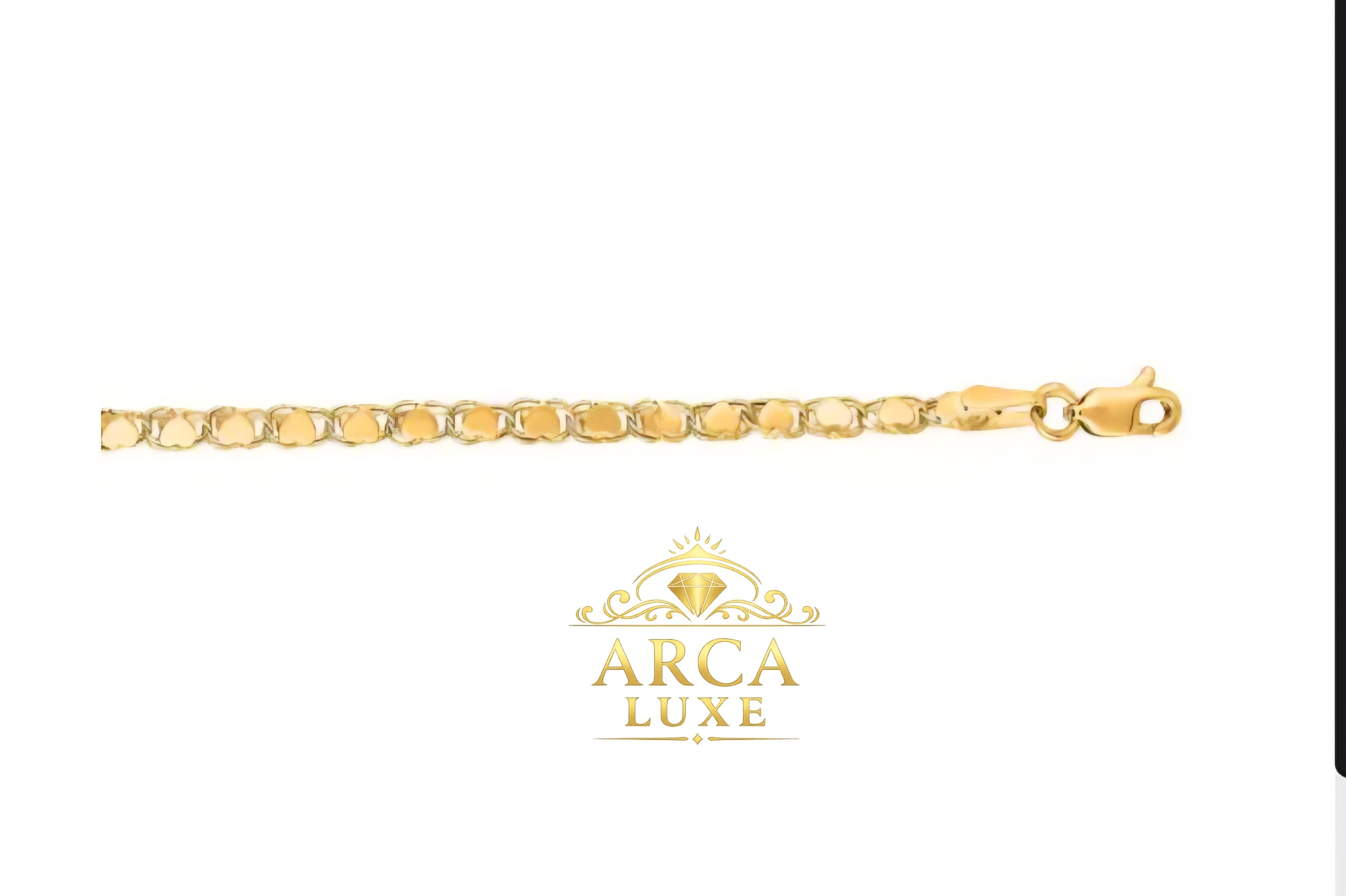 ARCA LUXE 14K Gold 3mm Heart Chain Bracelet 5.5"-6"