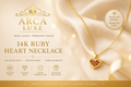 14K Solid Gold Ruby Heart Necklace – Elegant Minimal Pendant