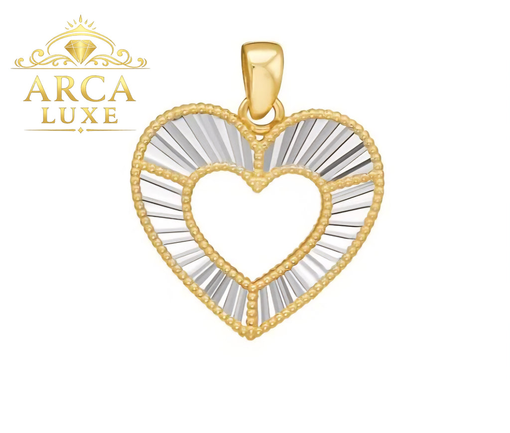 14K Reversible Two-Tone Open Heart Pendant – Radiant Gold Design