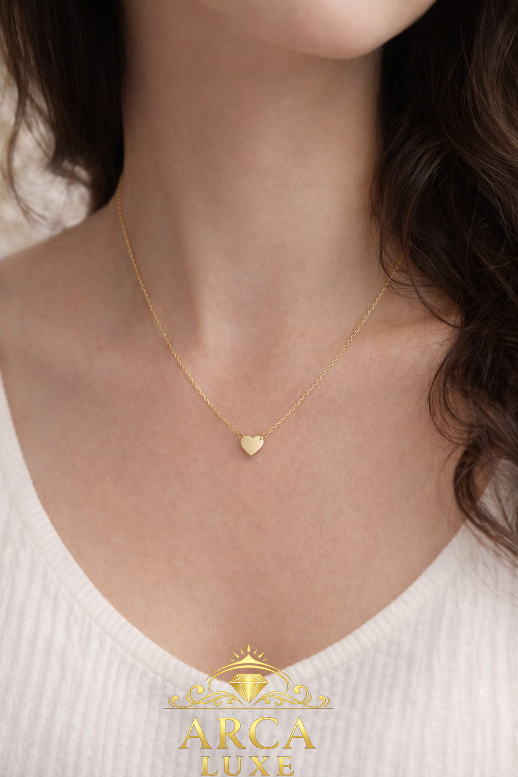 ARCA LUXE 14K Rose Gold Mini Heart Necklace 18"