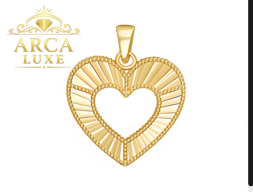 14K Reversible Two-Tone Open Heart Pendant – Radiant Gold Design