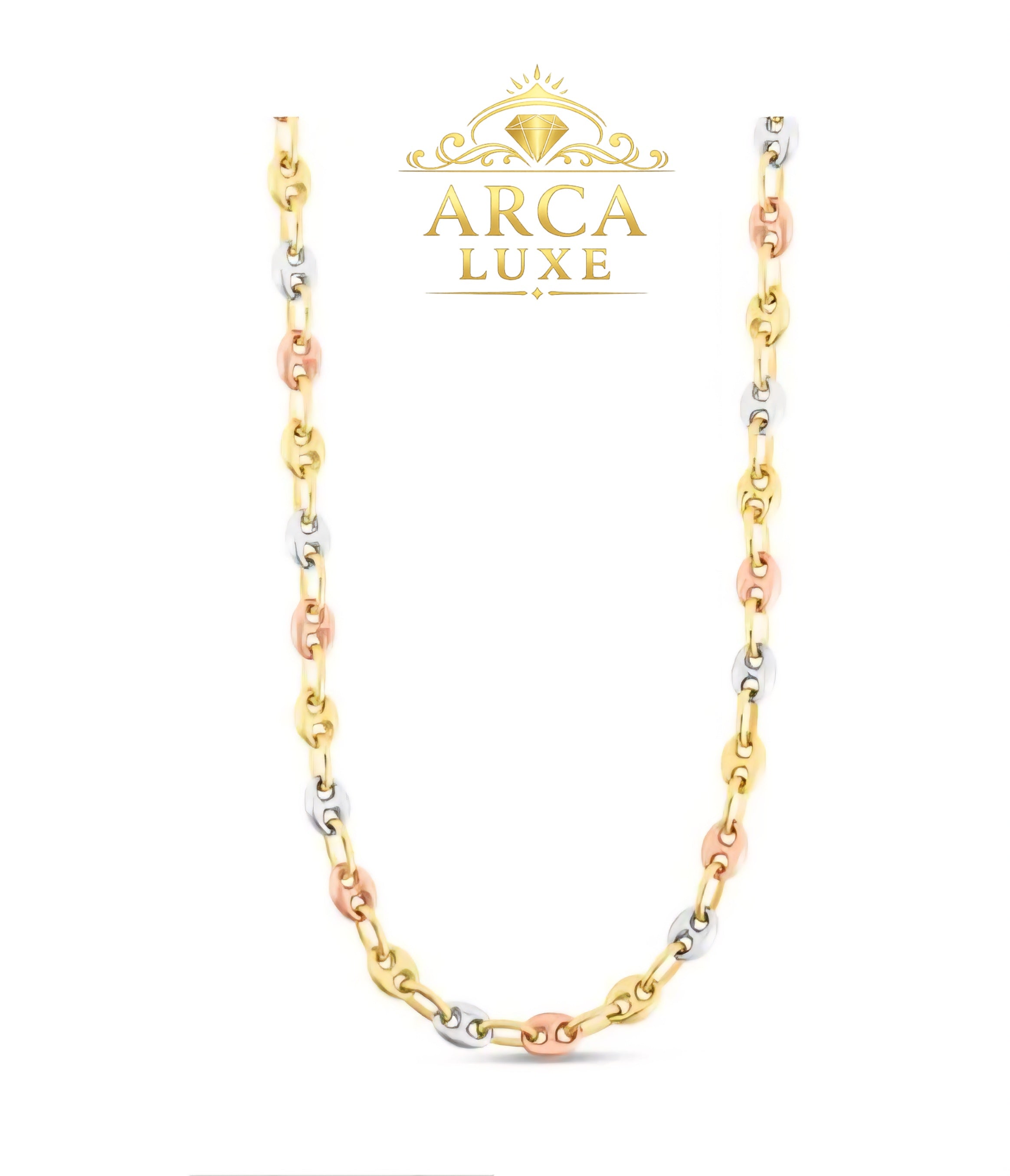 14K Gold Puffed Mariner Link Chain (Tri-Color & Yellow Gold)