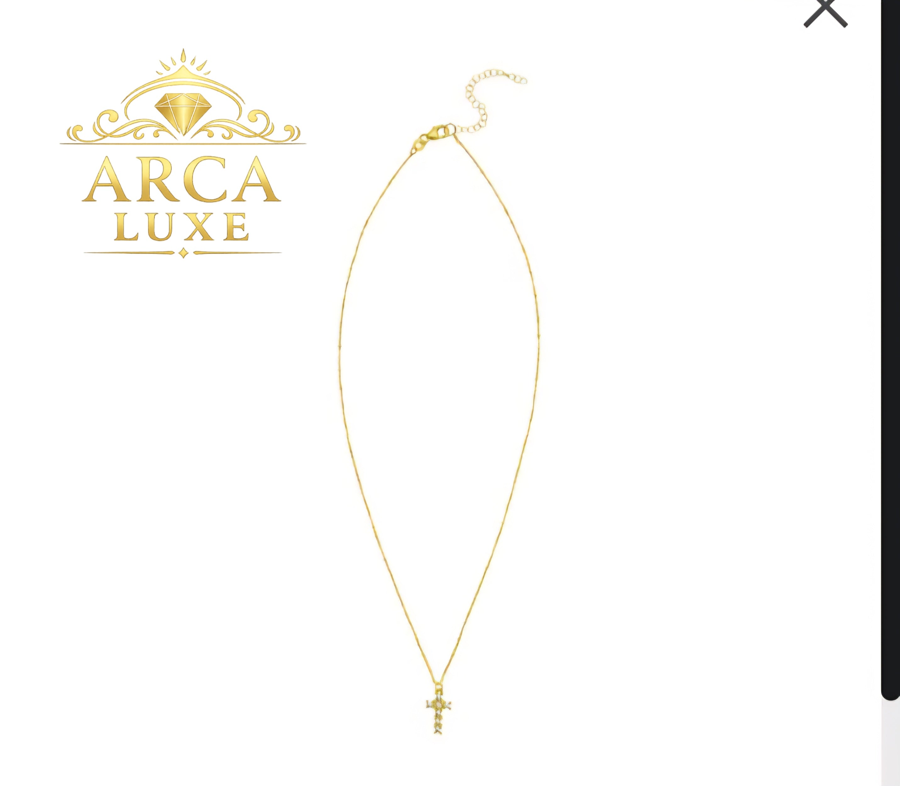 Cross Necklace in Solid 14K Gold – Diamond Cut Finish | Adjustable 18”