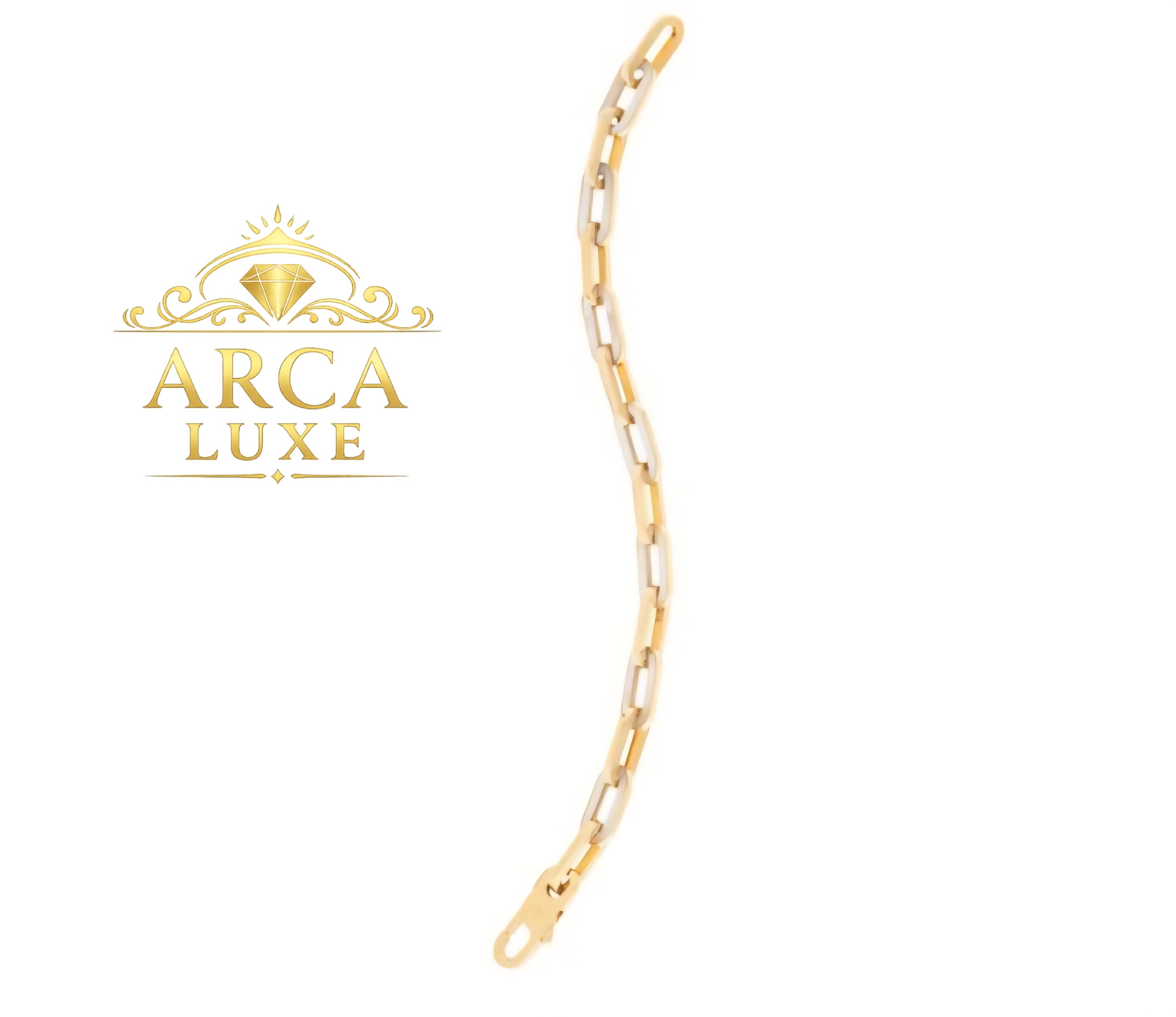 14K Gold Paperclip Gem Link Bracelet – Premium Luxury Collection 7.5"