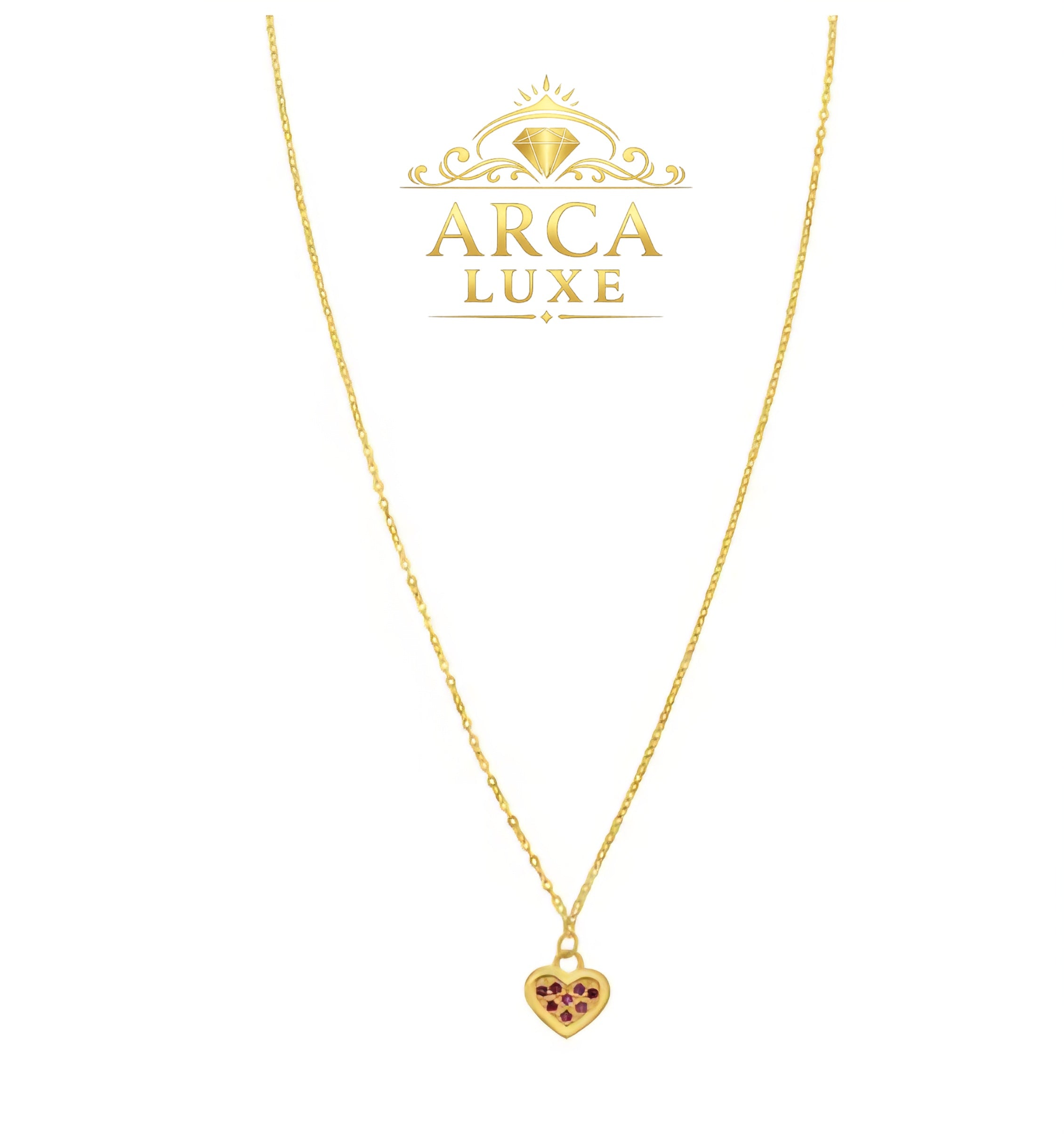 14K Solid Gold Ruby Heart Necklace – Elegant Minimal Pendant