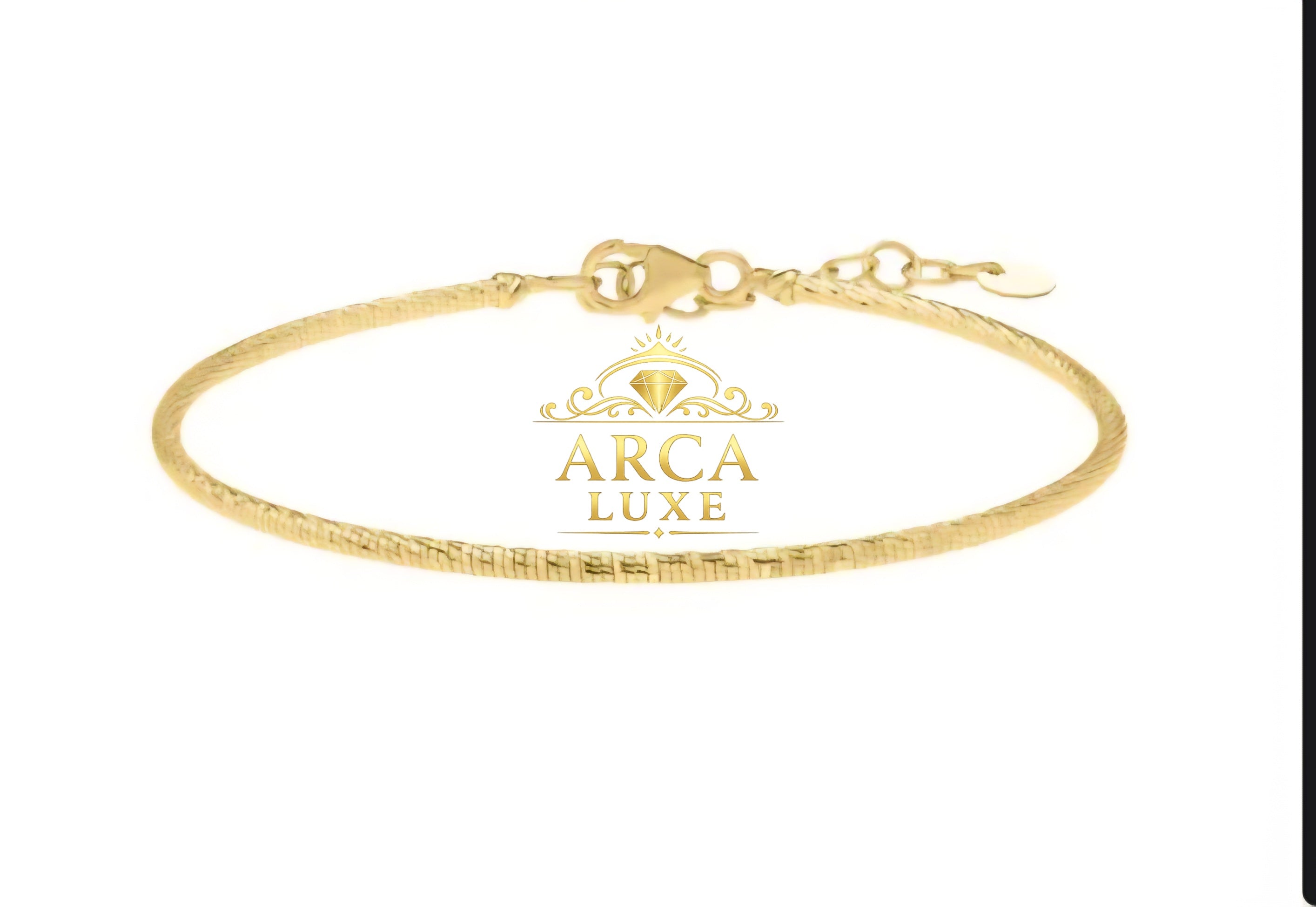 14K Solid Gold Diamond Cut Stack Bracelet 7"