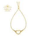14K Solid Gold Heart Friendship Bolo Bracelet 9.25”2.63g
