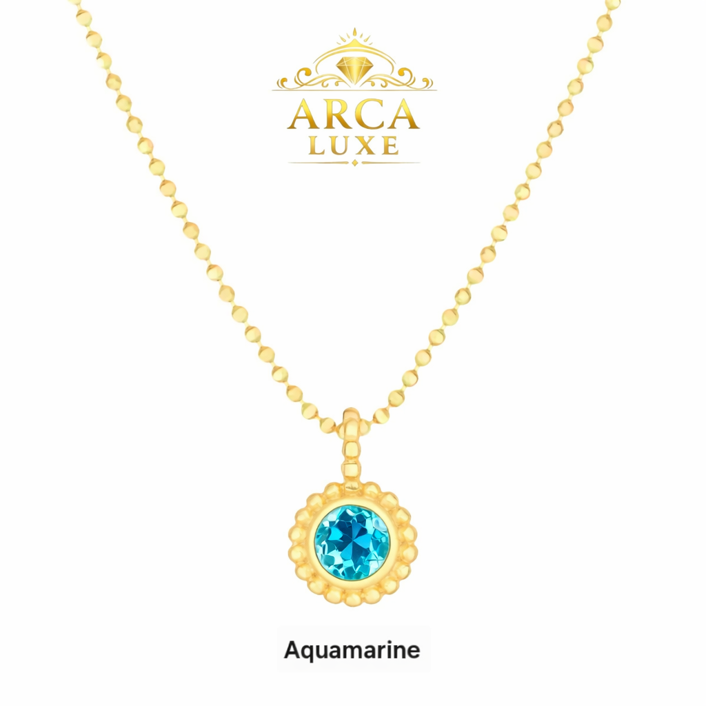ARCA LUXE 14K Gold Natural Gemstone 18" Pendant Necklace