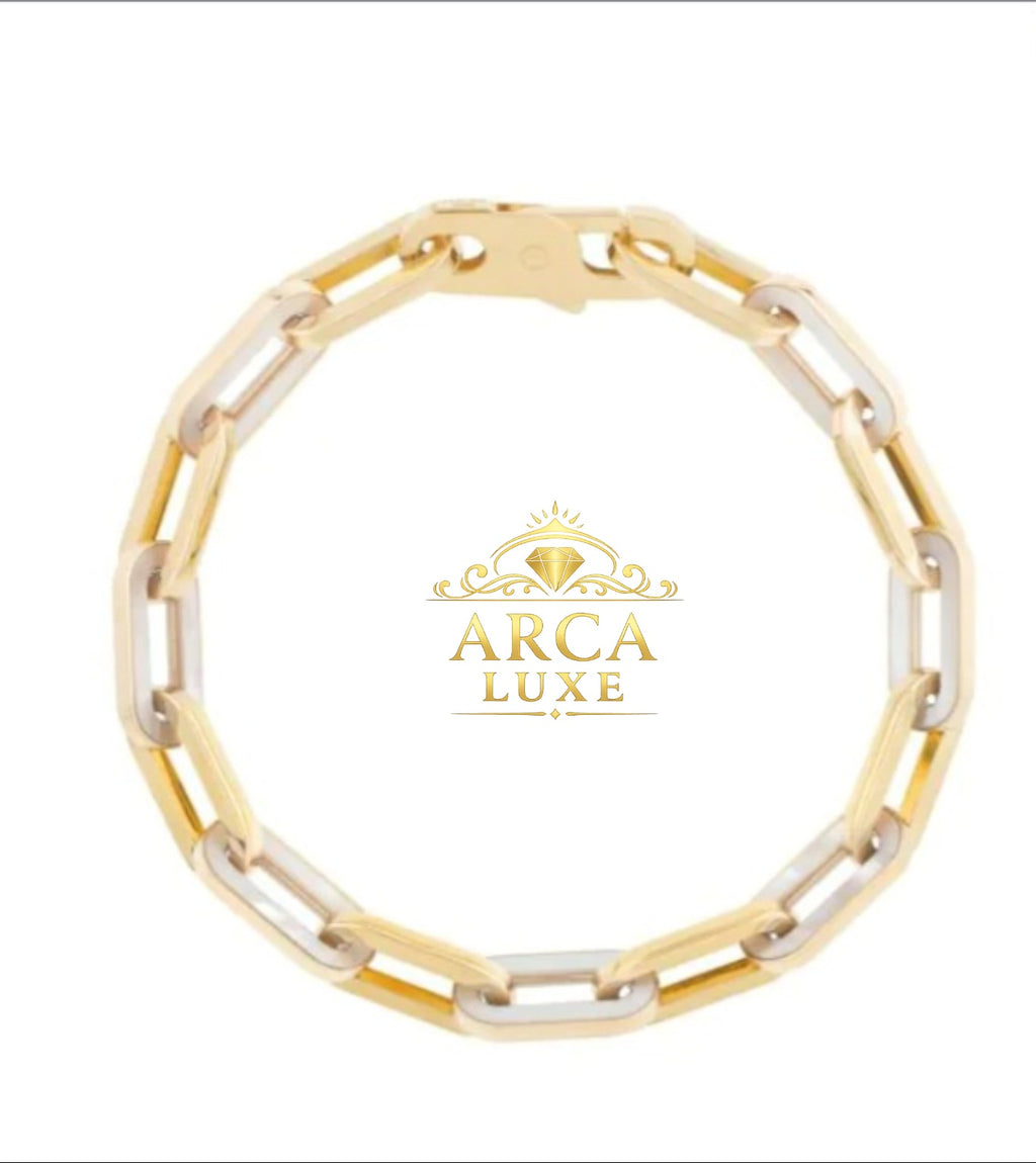 14K Gold Paperclip Gem Link Bracelet – Premium Luxury Collection 7.5"