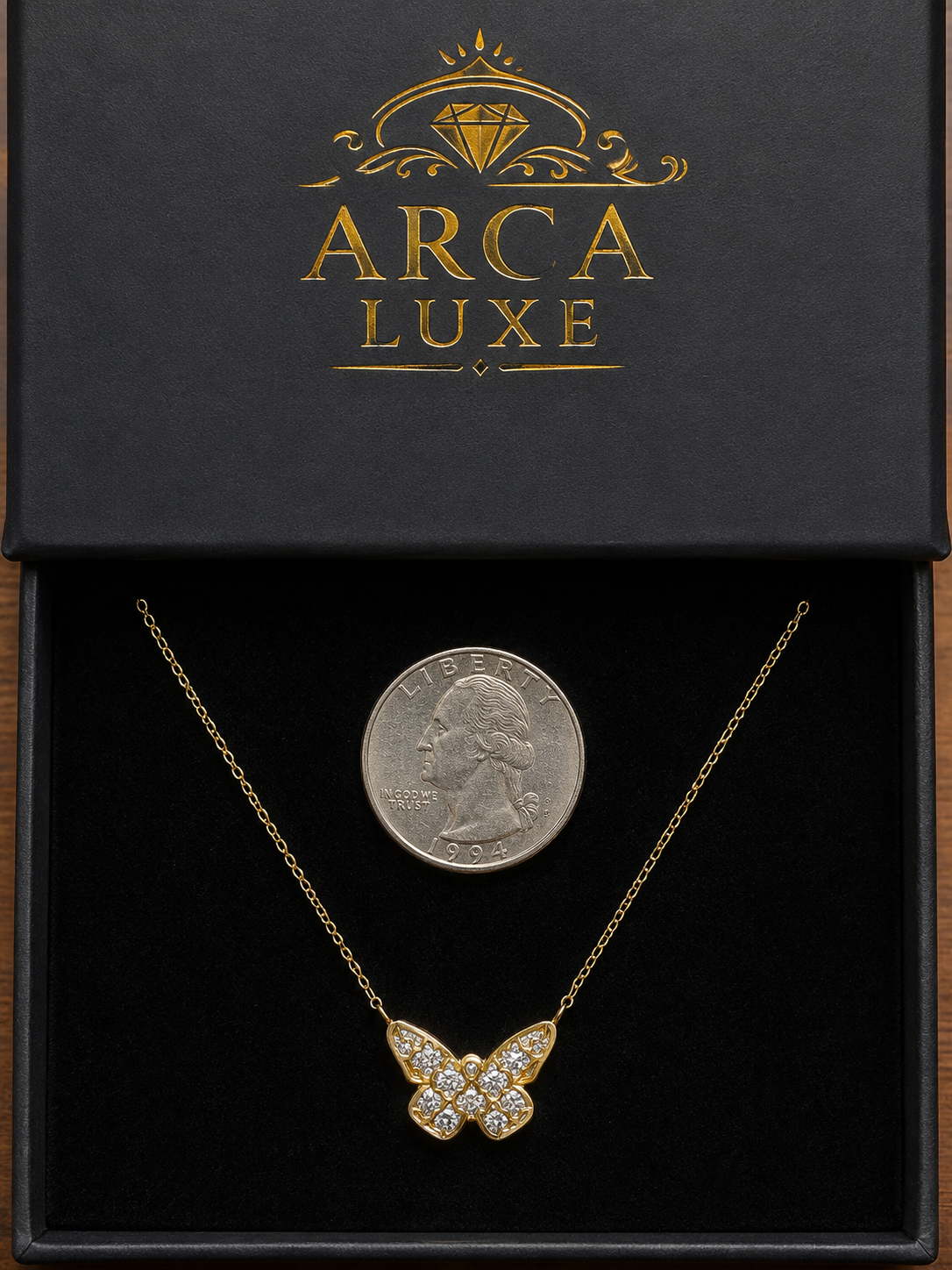 14K Gold Butterfly Necklace – 18" Diamond Cut | ARCA LUXE