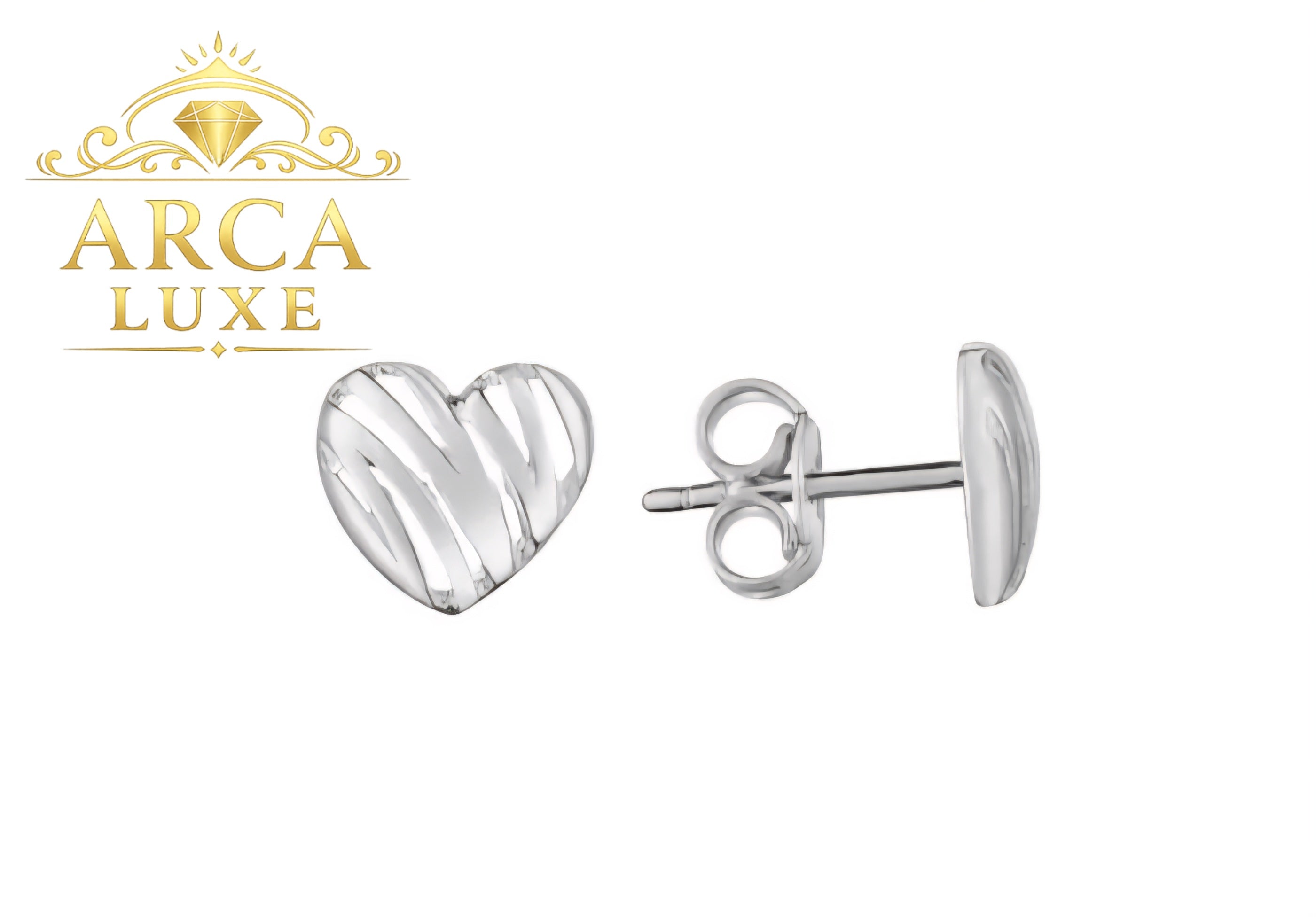 14K Solid Gold Scribble Heart Stud Earrings–Minimalist Love Design
