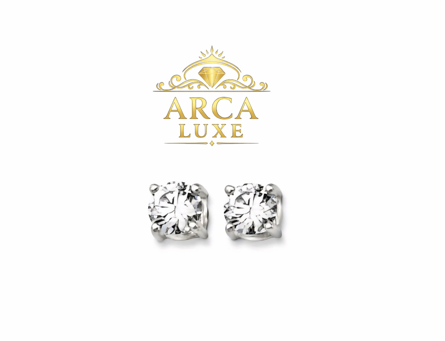 14K Solid Gold CZ Stud Earrings (Multiple Sizes)