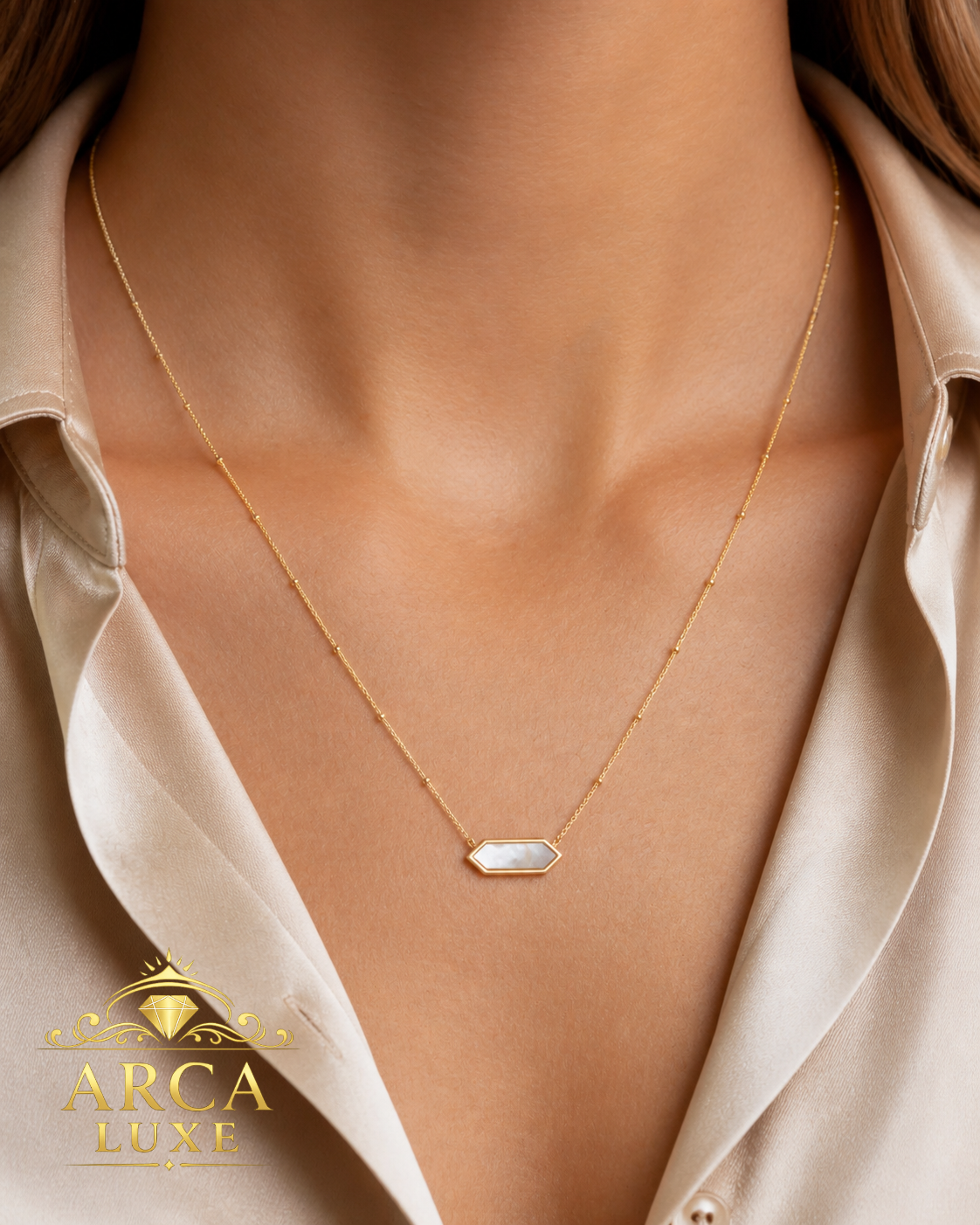 Hexagon Gold Necklace 16"