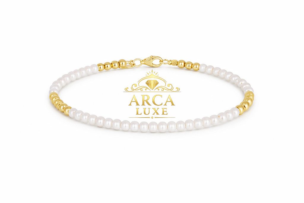 14K Solid Gold Freshwater Pearl Pallina Bracelet 7"