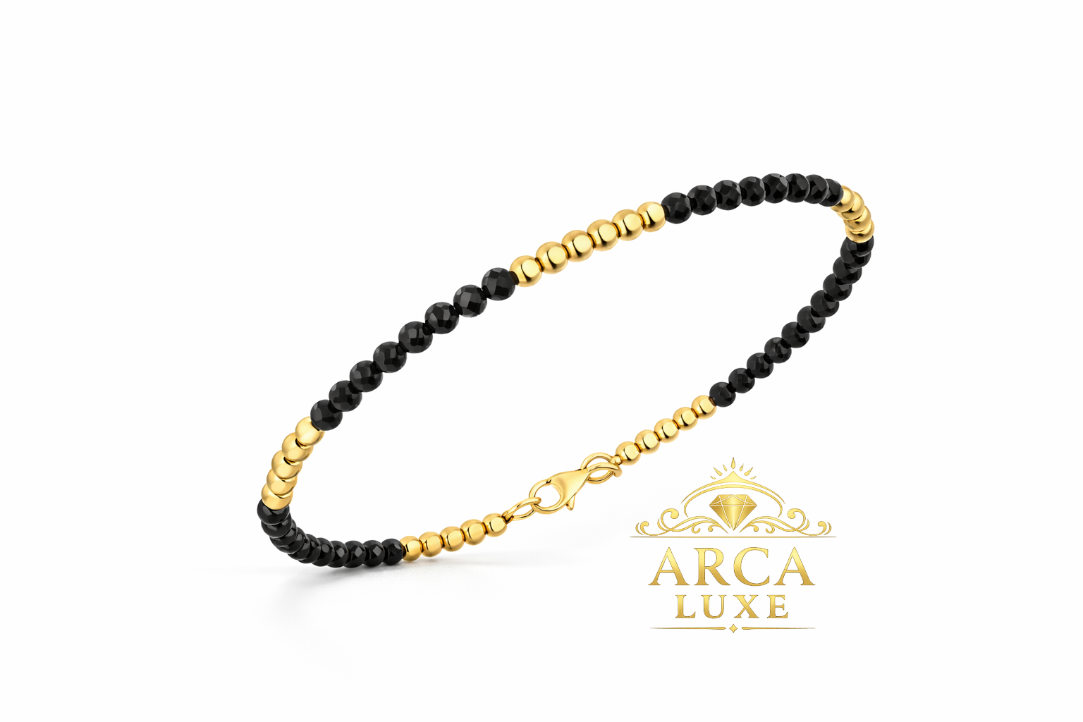 14K Solid Gold Pallina Bead Gemstone Bracelet 7"