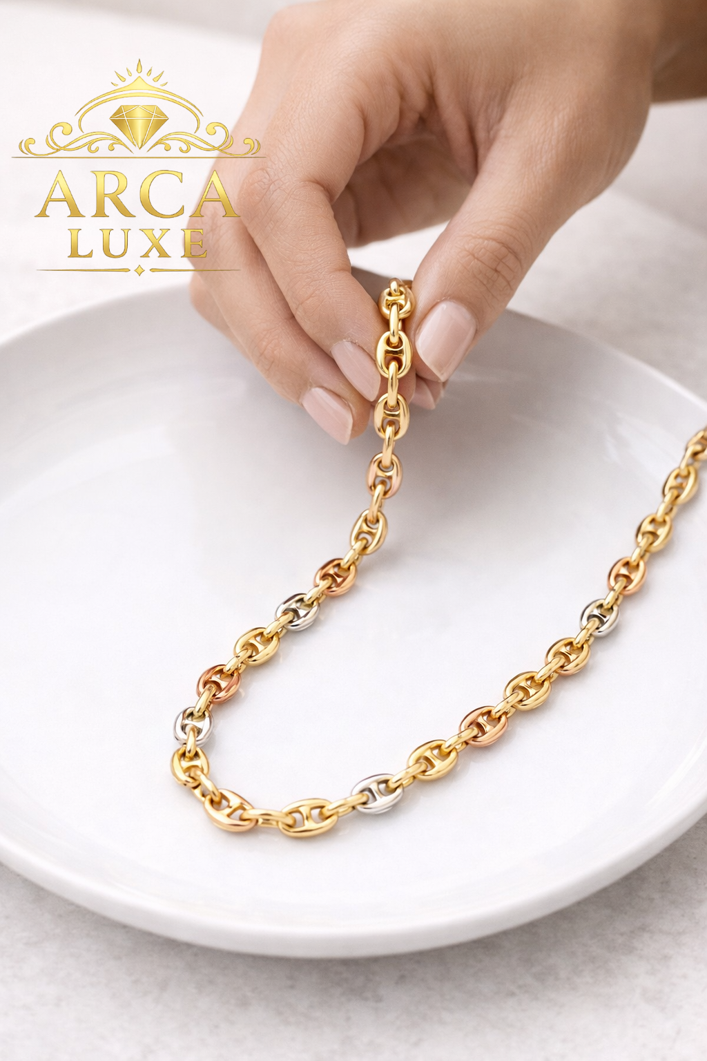 14K Gold Puffed Mariner Link Chain (Tri-Color & Yellow Gold)