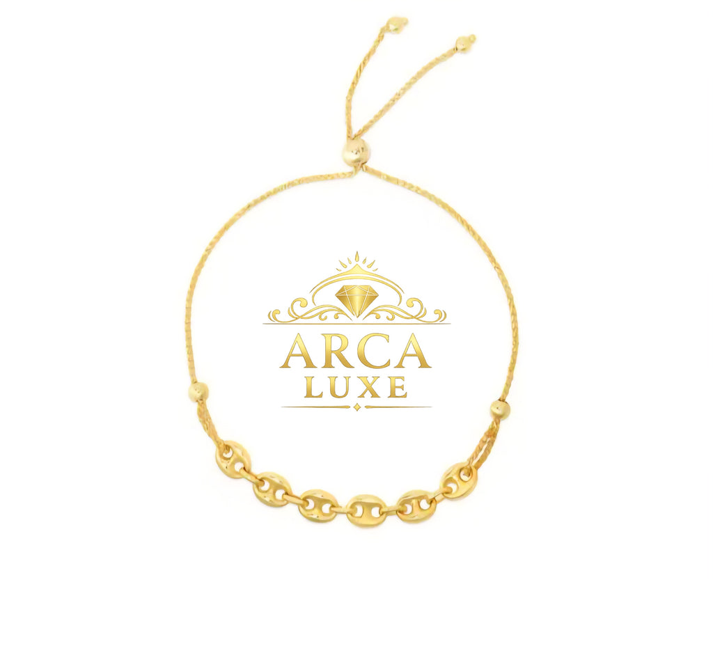 14K Solid Gold Mariner Link Bolo Bracelet – Adjustable Luxury Friendship Bracelet