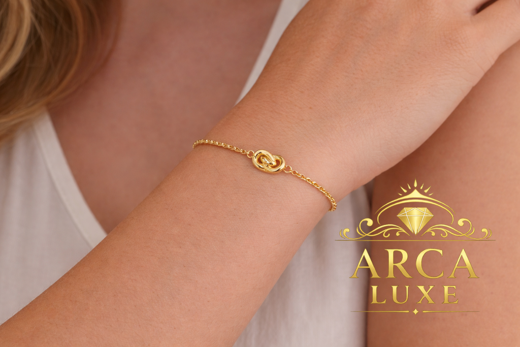 14K Solid Gold Polished Love Knot Bracelet 7"