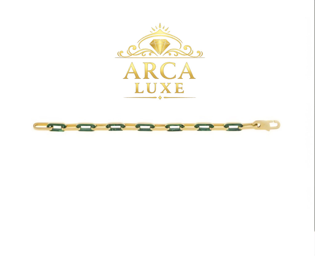 14K Gold Paperclip Gem Link Bracelet – Premium Luxury Collection 7.5"