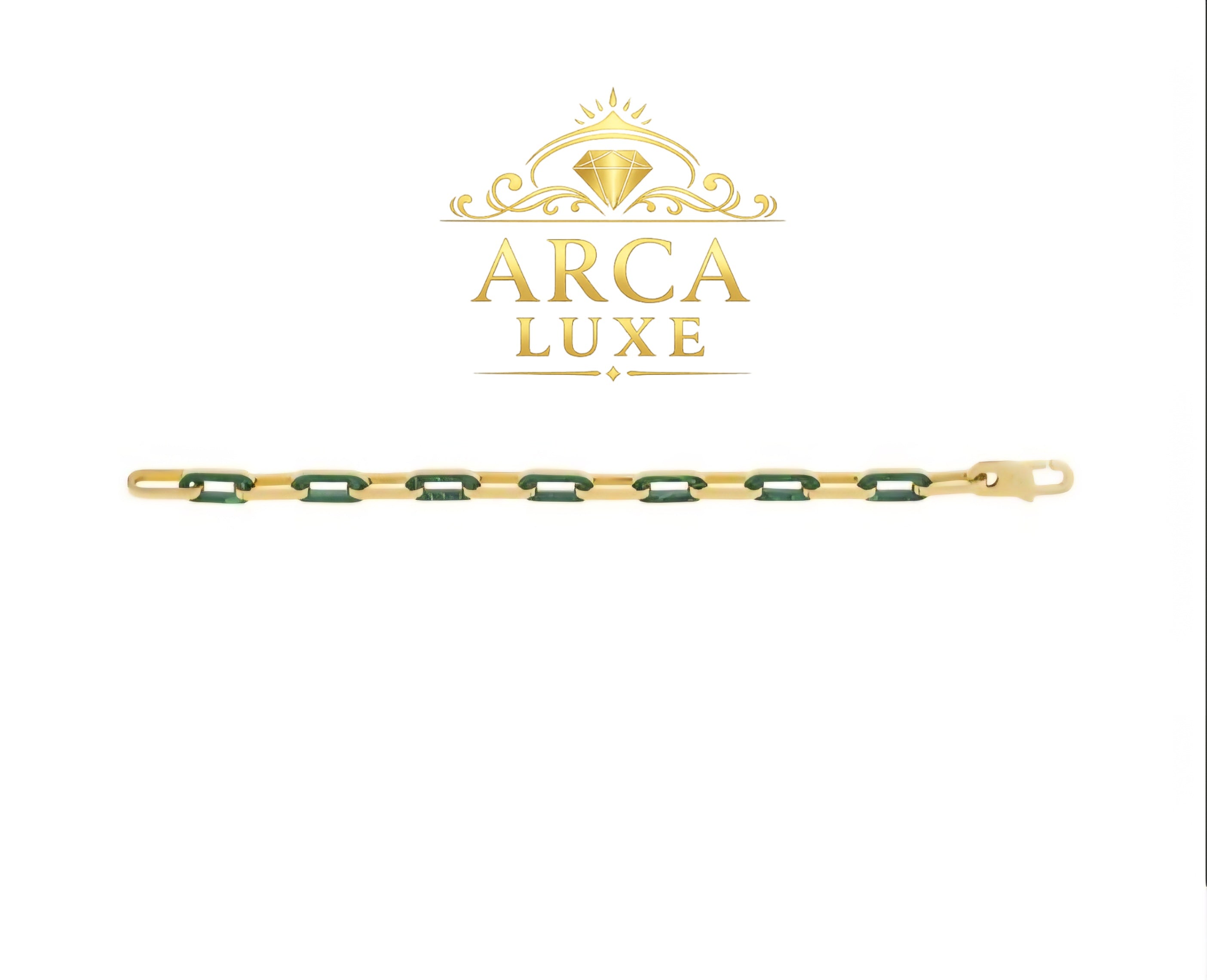 14K Gold Paperclip Gem Link Bracelet – Premium Luxury Collection 7.5"