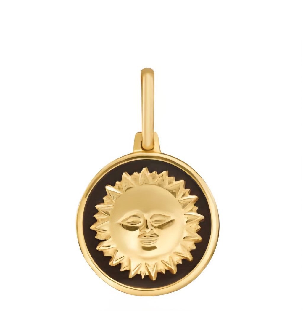 14K Reversible Sun & Moon Medallion Pendant – Solid Gold Two-Sided Design