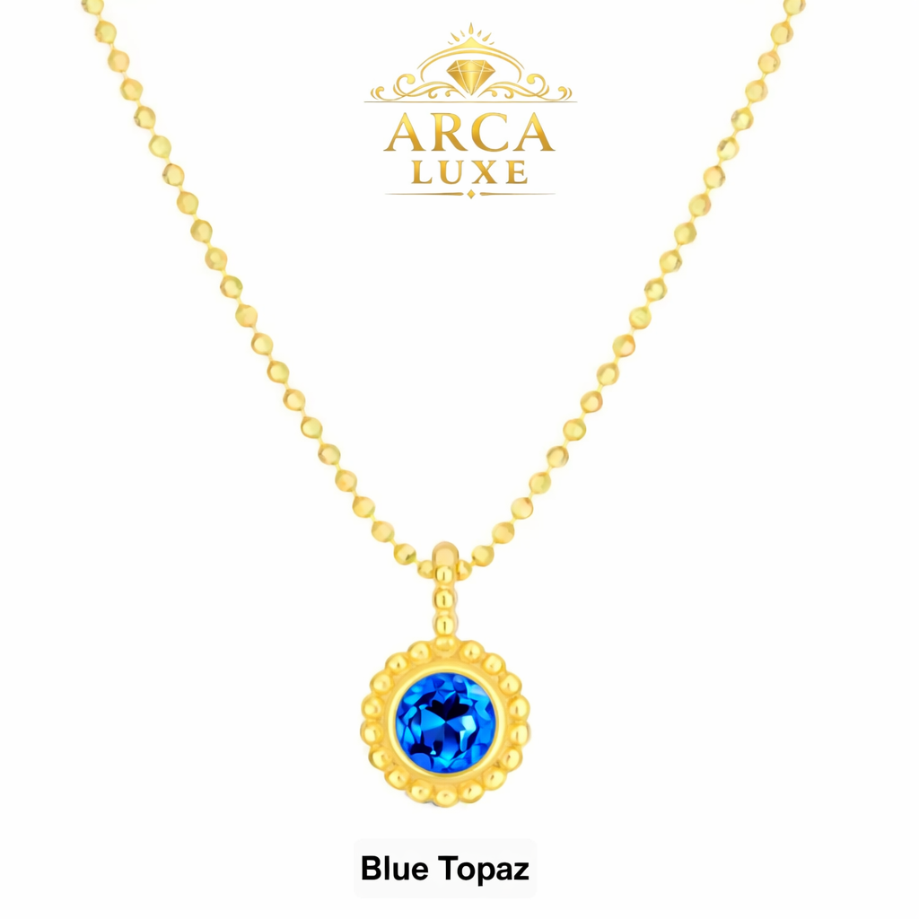 ARCA LUXE 14K Gold Natural Gemstone 18" Pendant Necklace