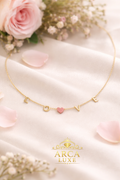 14K Solid Gold LOVE Necklace – Two Tone Yellow & Rose Gold Heart 18"