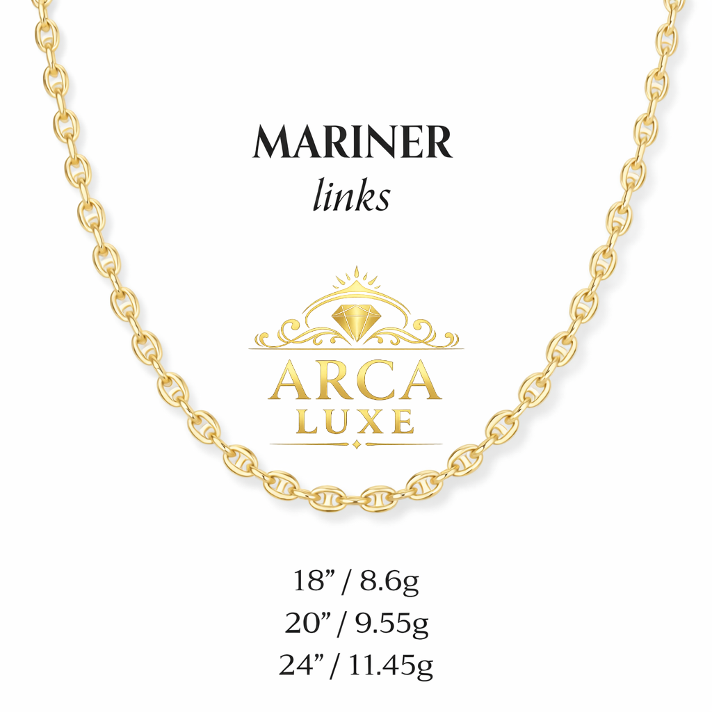 14K Gold Puffed Mariner Link Chain (Tri-Color & Yellow Gold)