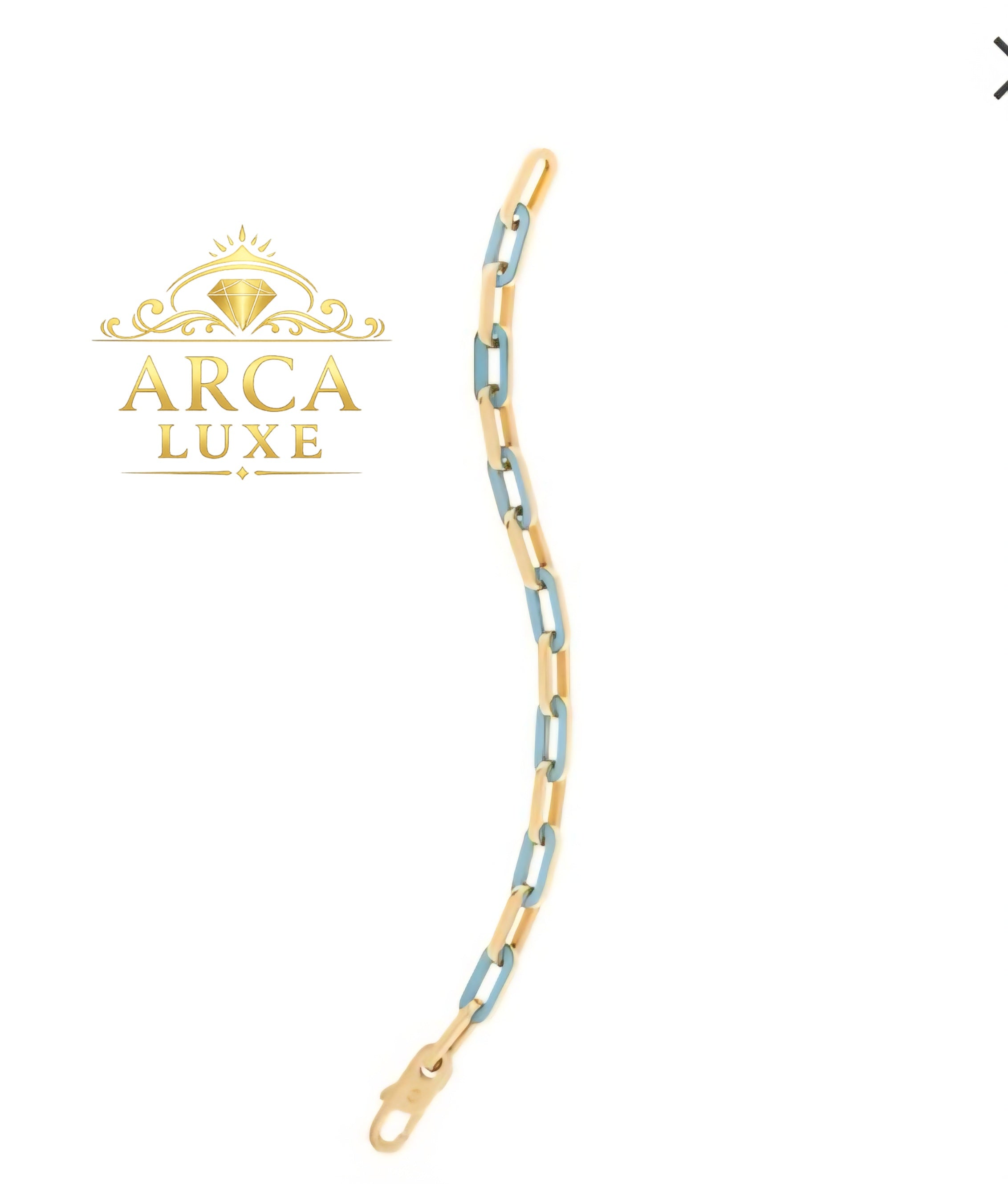 14K Gold Paperclip Gem Link Bracelet – Premium Luxury Collection 7.5"