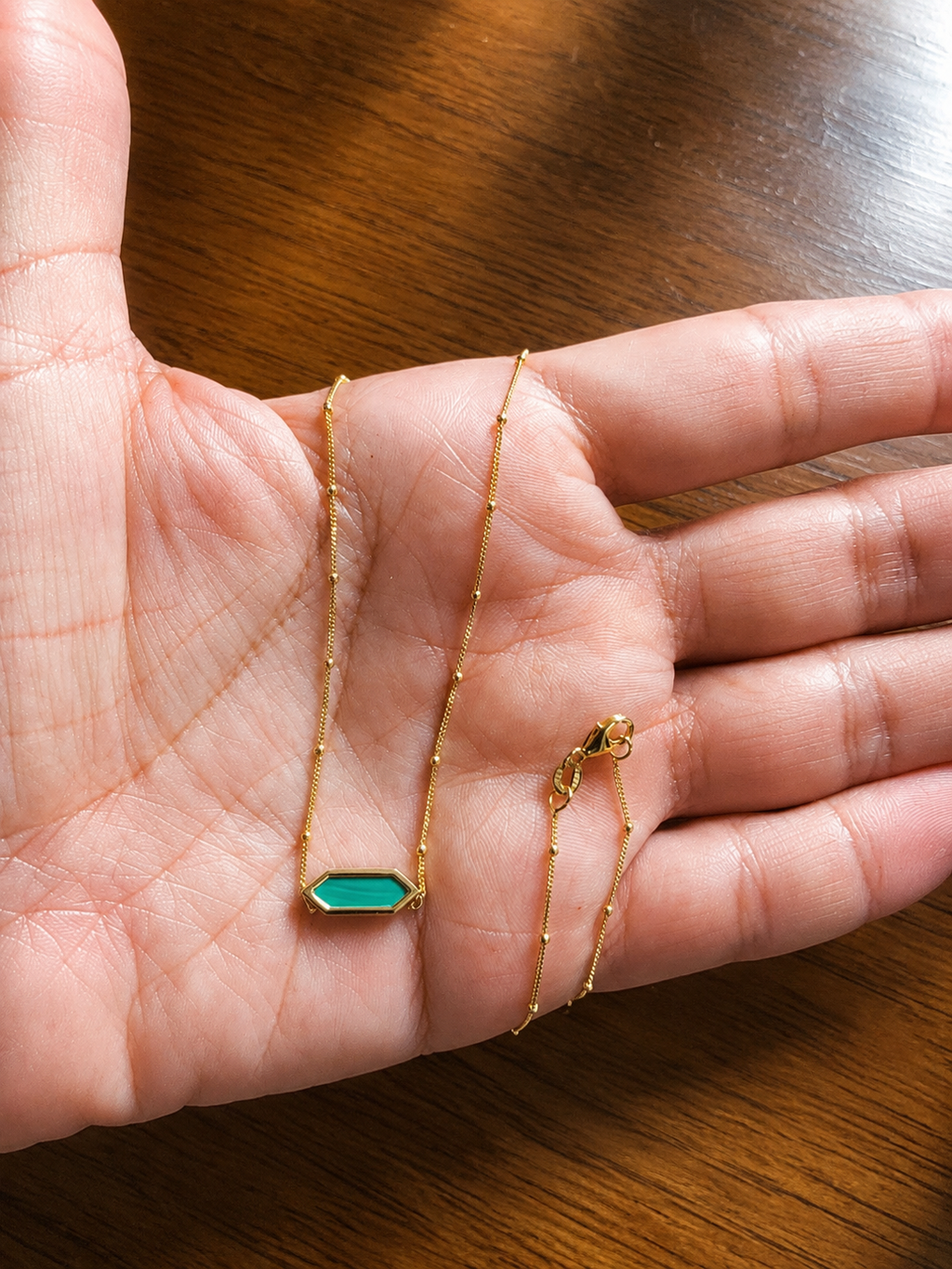 Hexagon Gold Necklace 16"