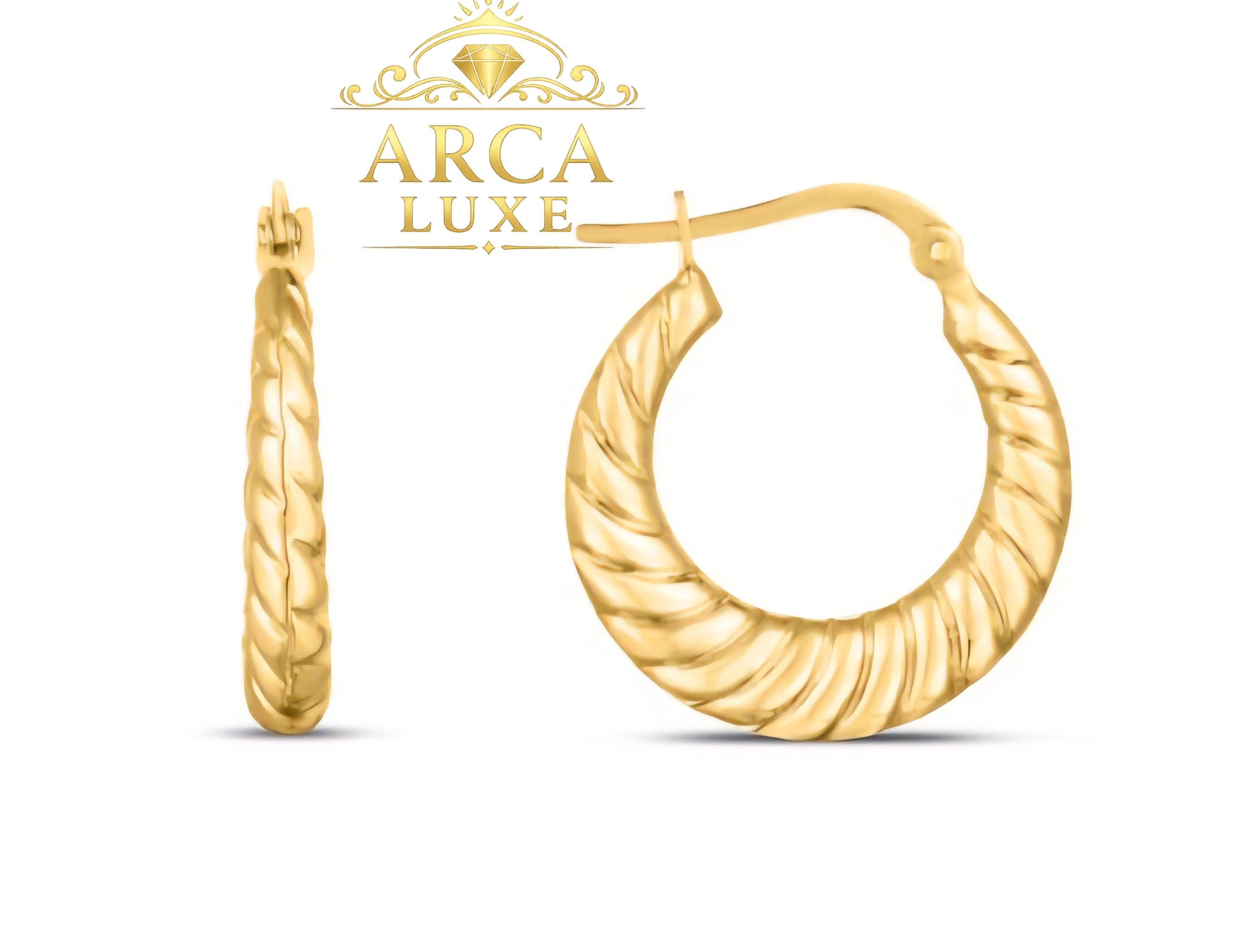 14K Gold Twisted Cable Hoop Earrings